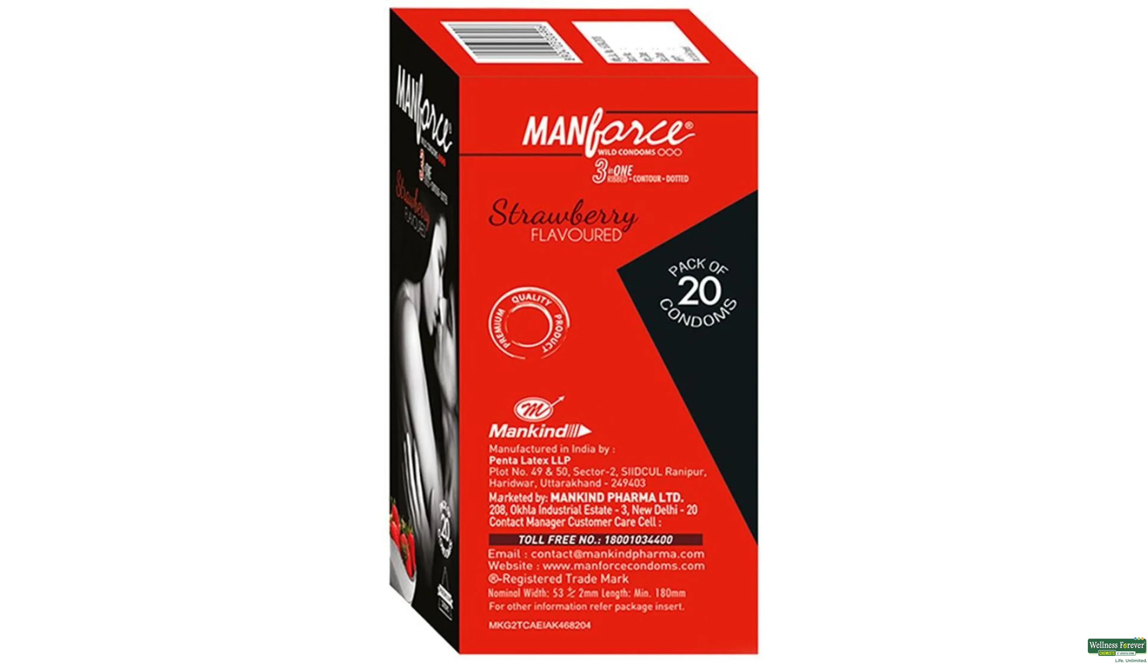 MANFORCE CONDOM STRAWBERRY 20PC- 2, 20PC, 