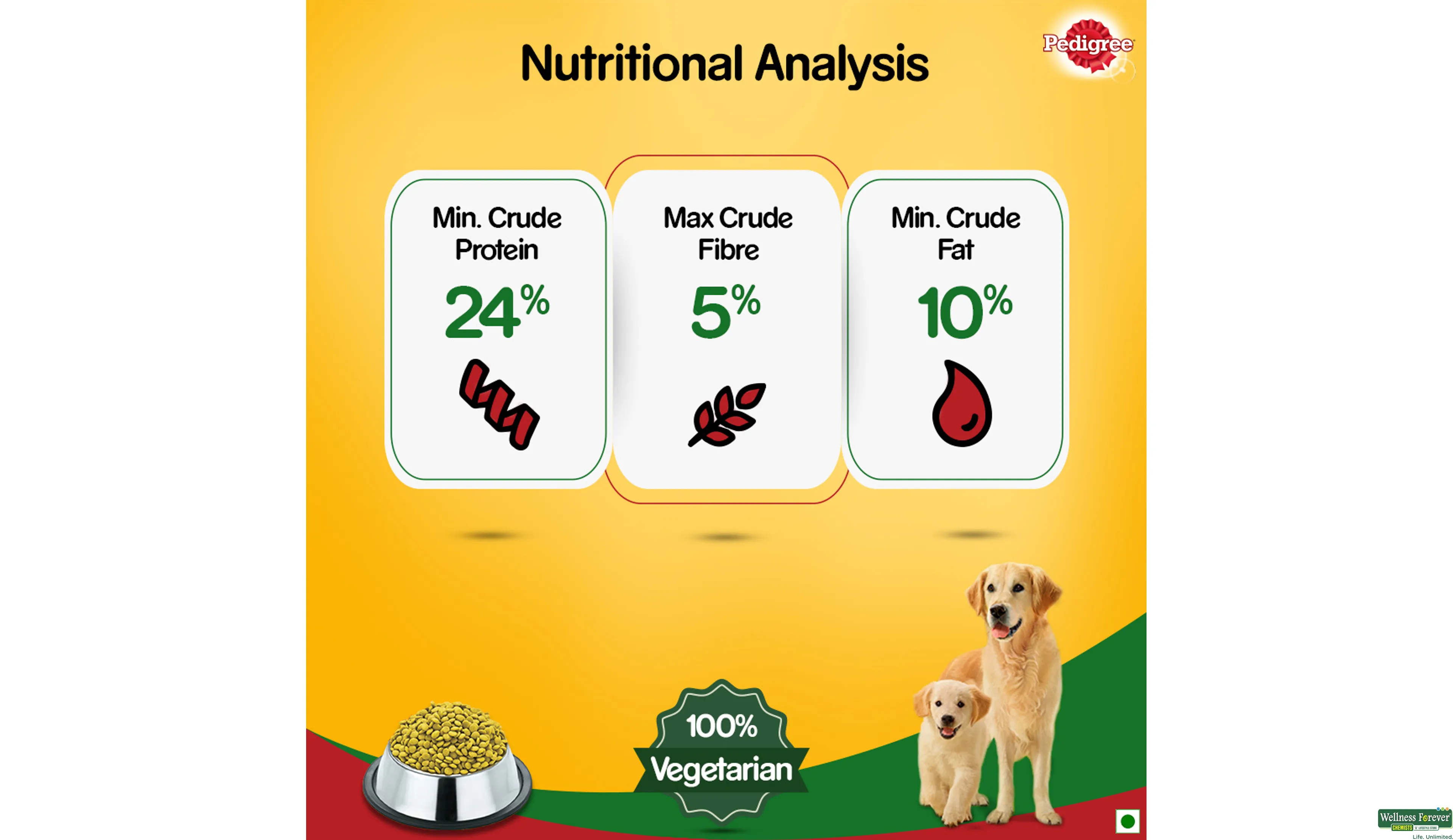 PEDIGREE DOG FOOD ADULT VEGETARIAN 3KG- 2, 3KG, null