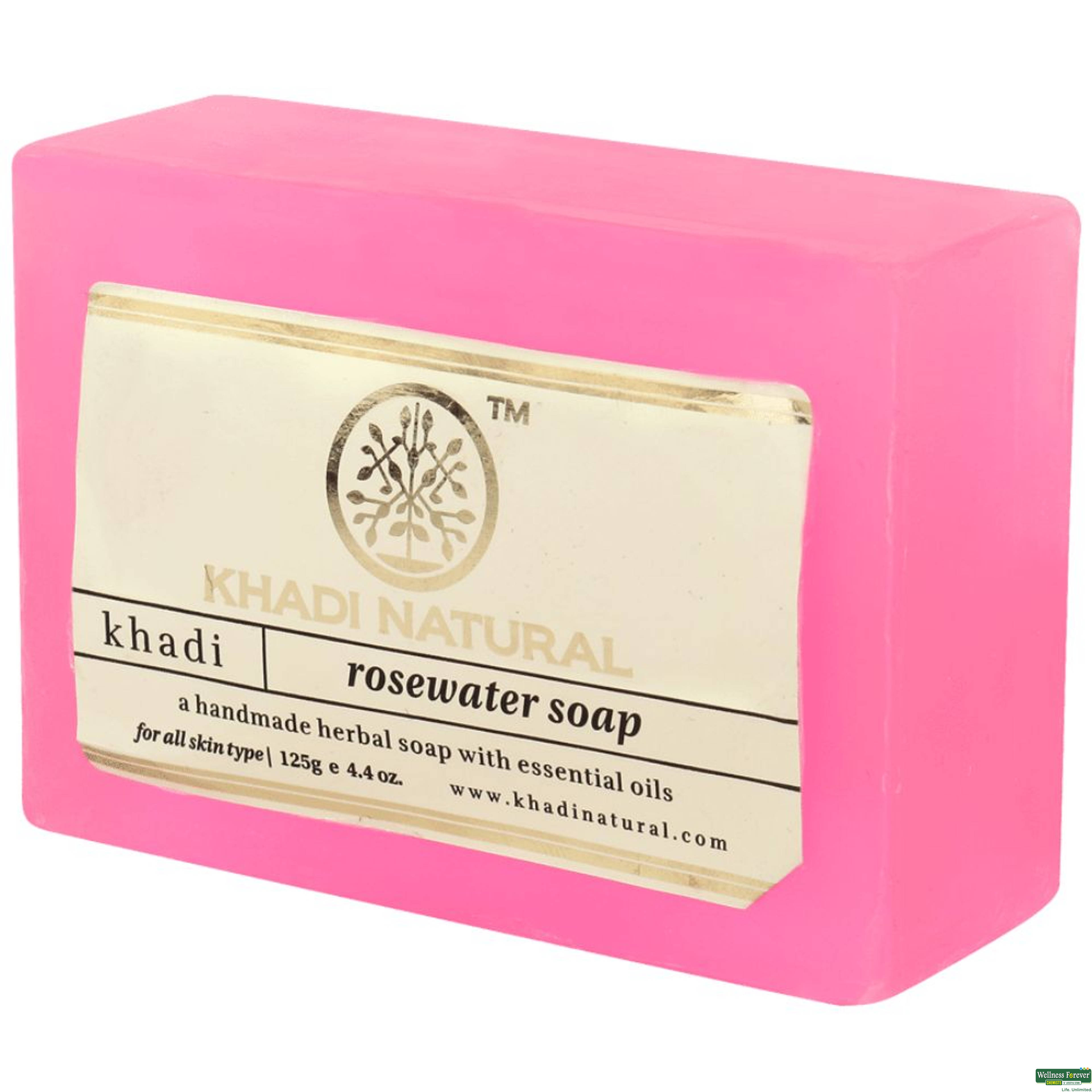 Khadi Natural Rosewater Handmade Soap, 125 g-image