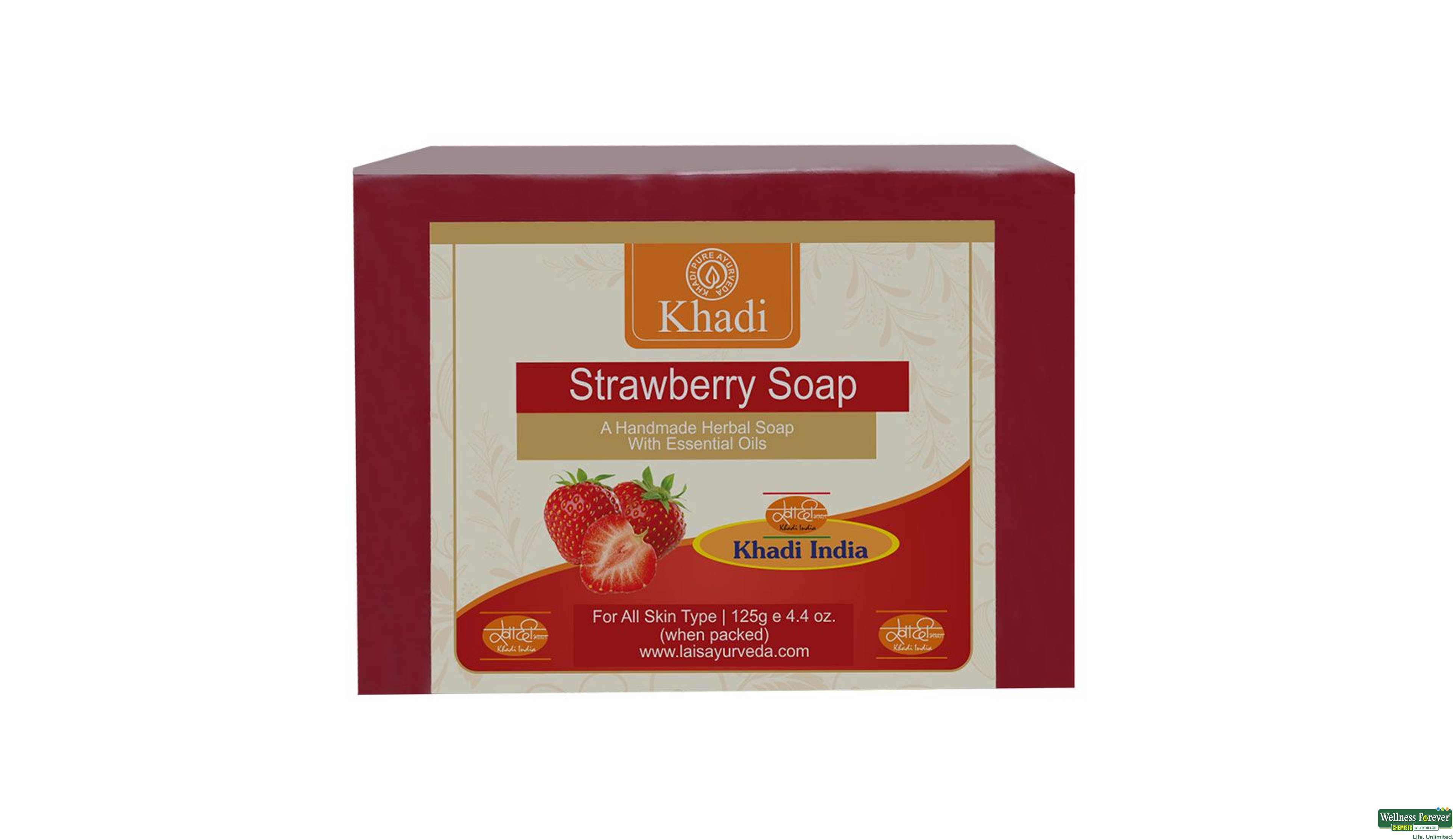 KHADI SOAP STRAWBERRY 125GM- 1, 125GM, 