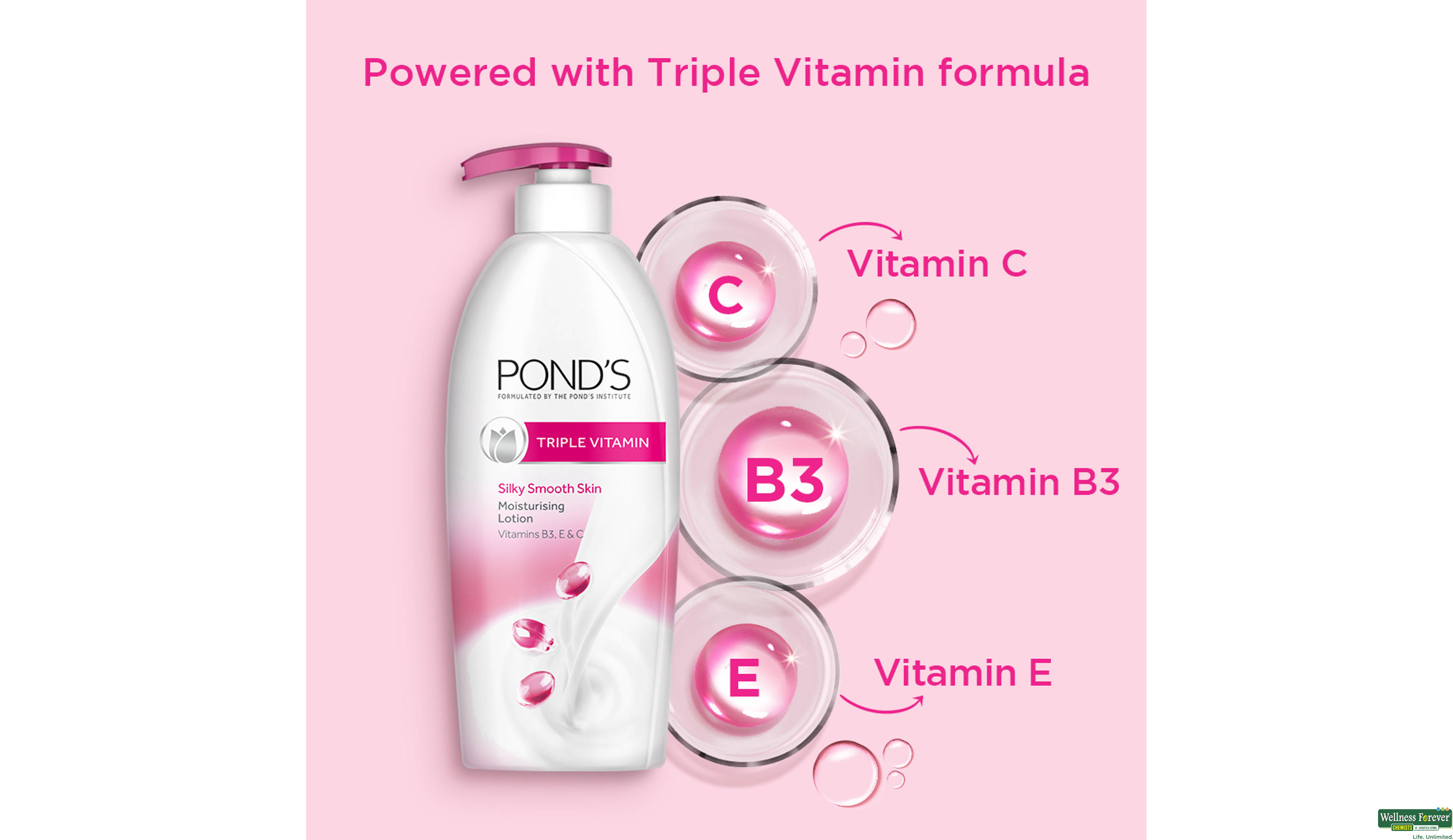 PONDS B/LTN TRIPLE VITAMIN MOIST 275ML- 4, 275ML, null