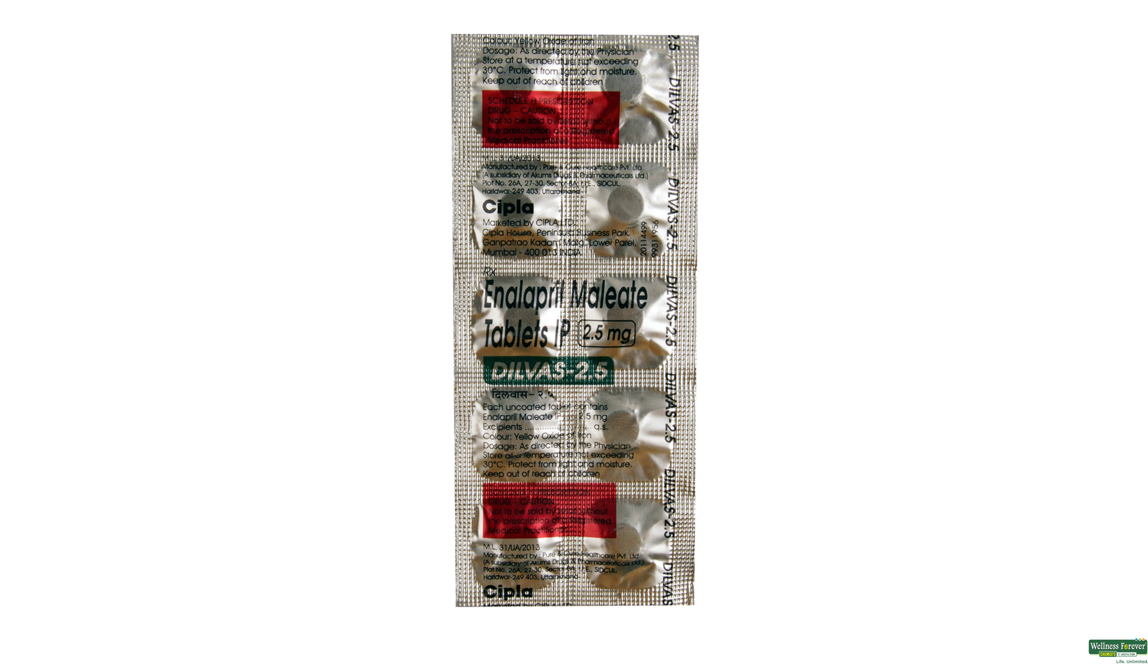 DILVAS 2.5MG 10TAB- 1, 10TAB, 