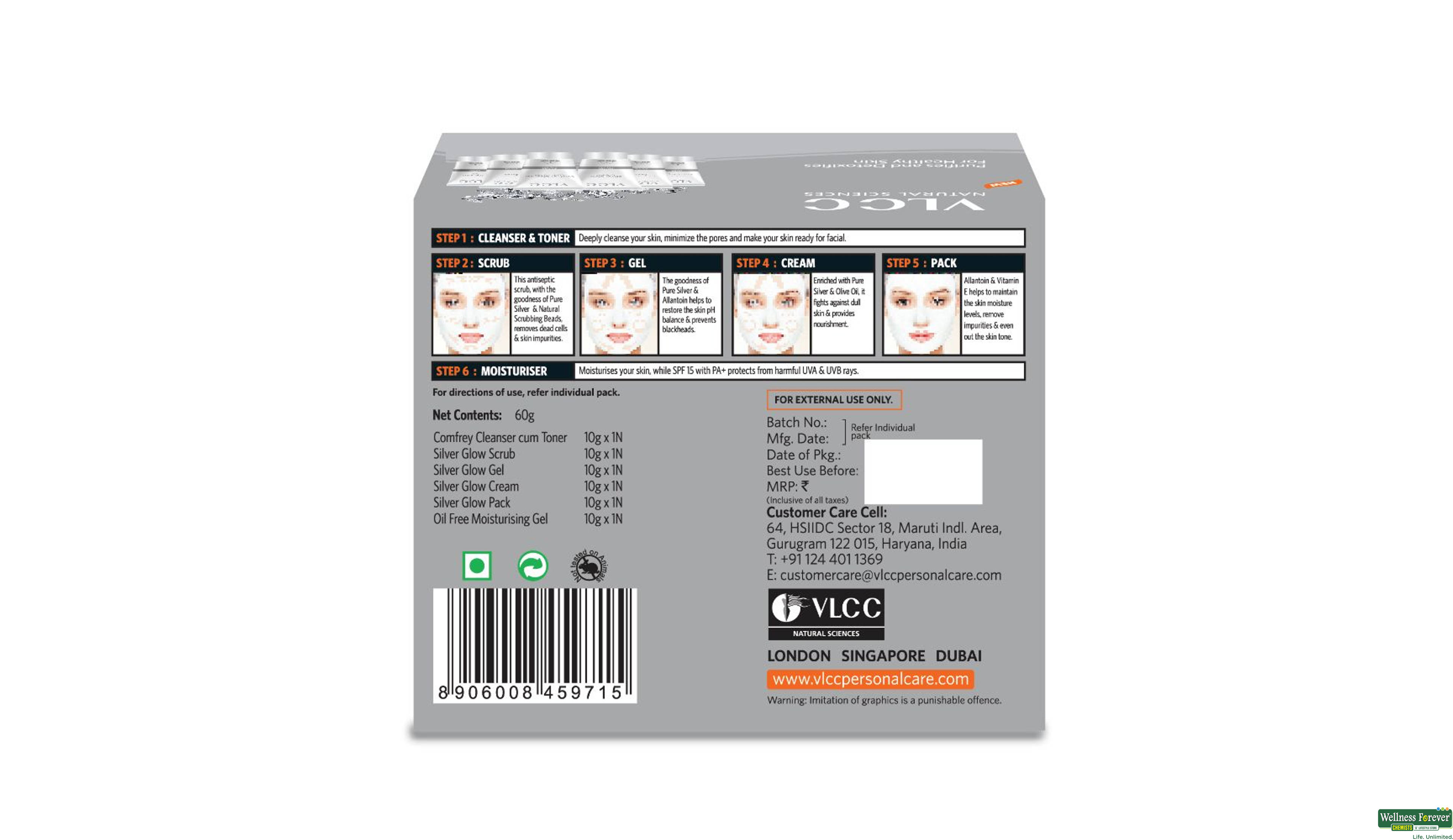 VLCC FACIAL KIT SILVER 1PC- 2, 1PC, null