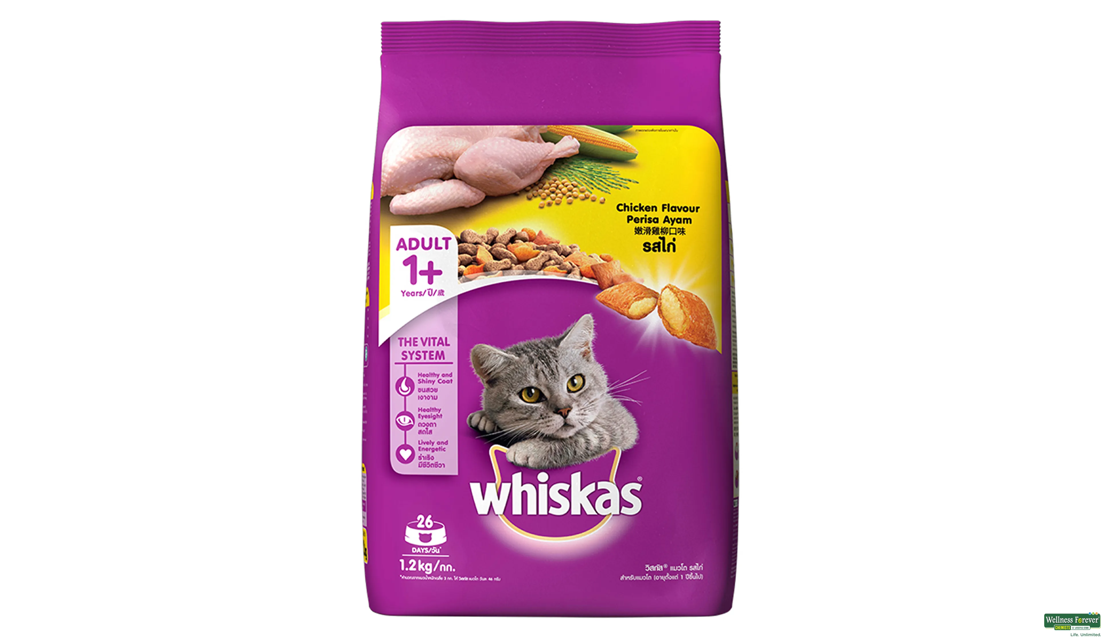 WHISKAS CAT FOOD DRY CHI 1.2KG- 1, 1.2KG, null