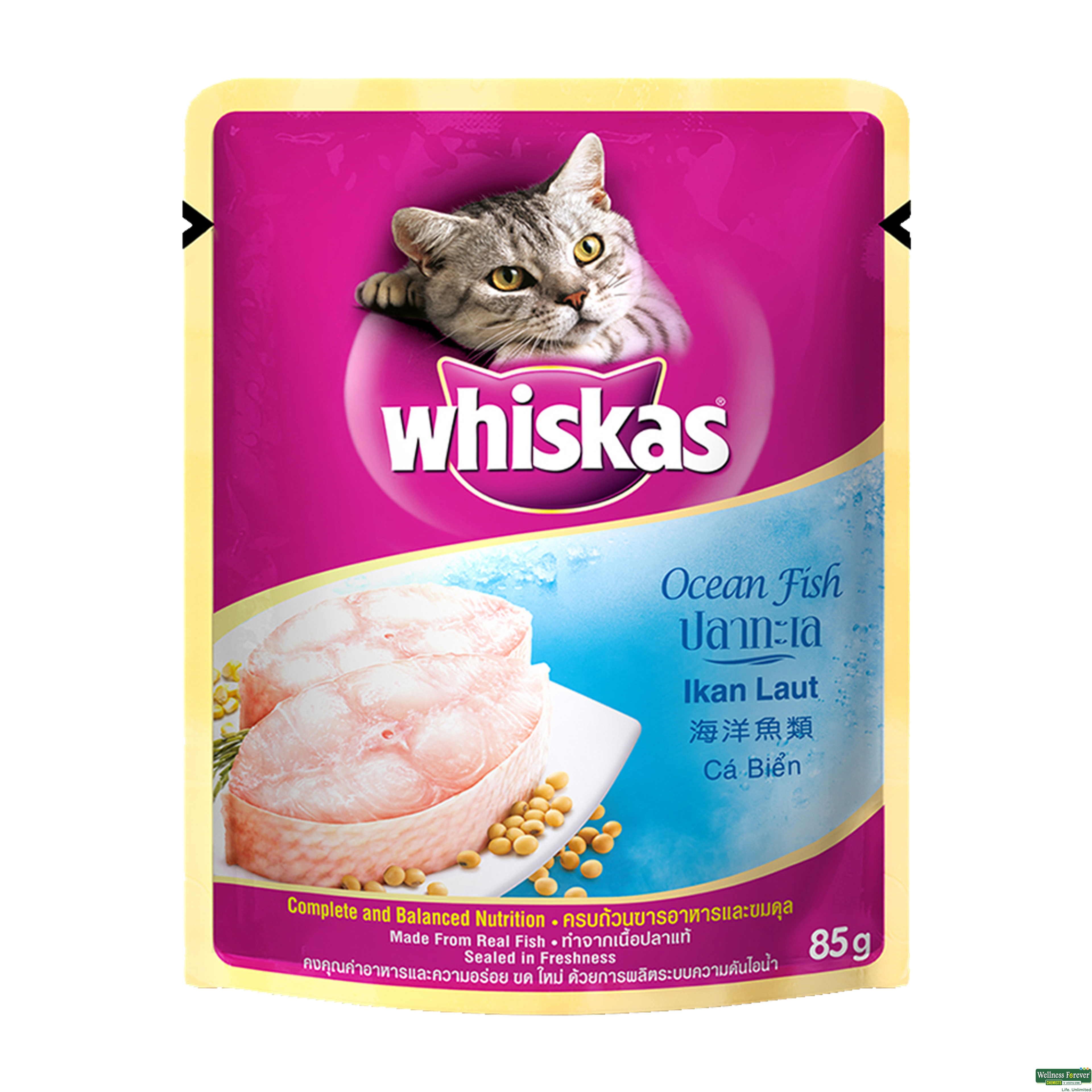 Whiskas Adult Cat Wet Food, Ocean Fish, 85 g-image