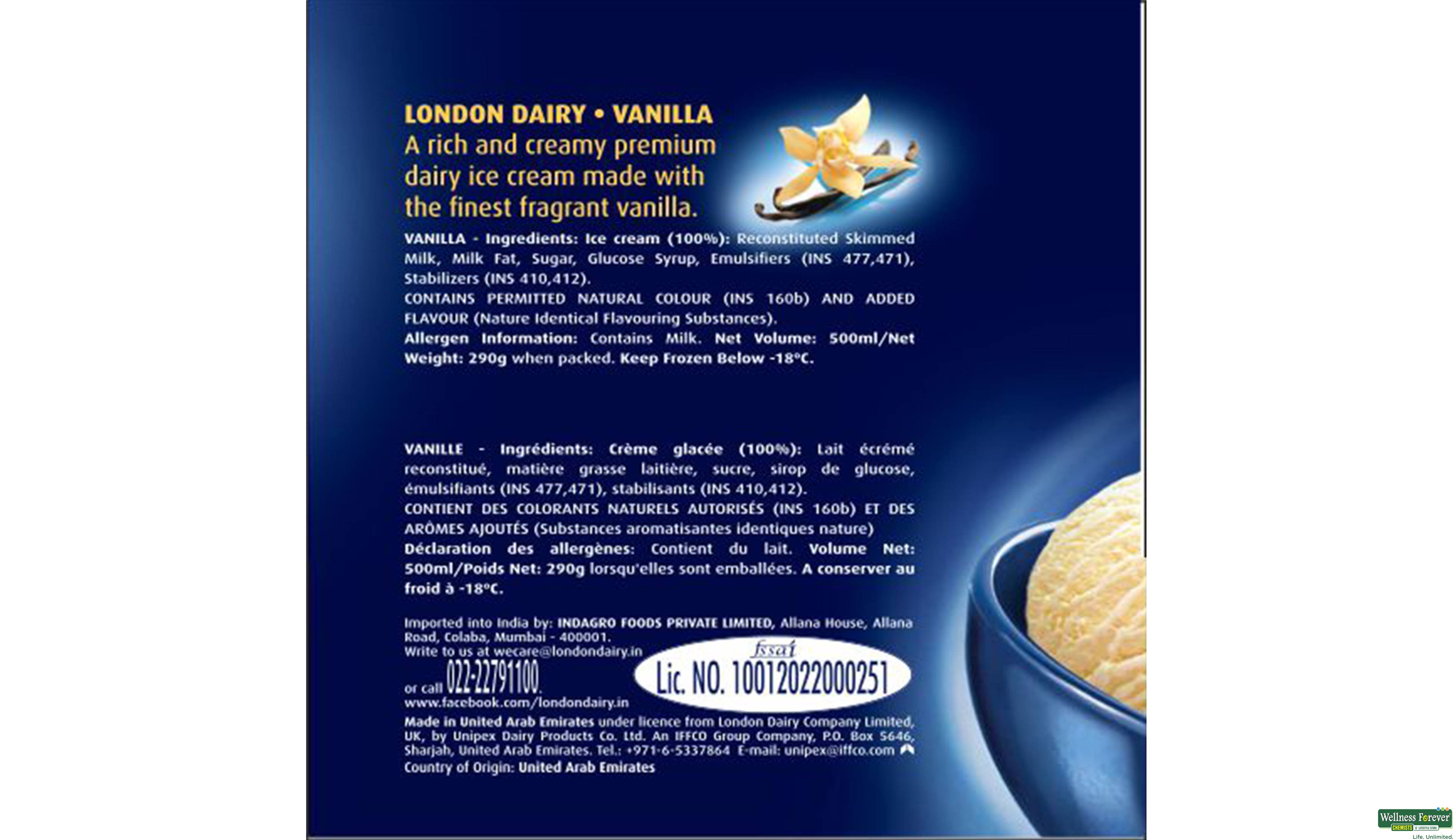 LOND I/C VANILLA LITE 500ML- 2, 500ML, 