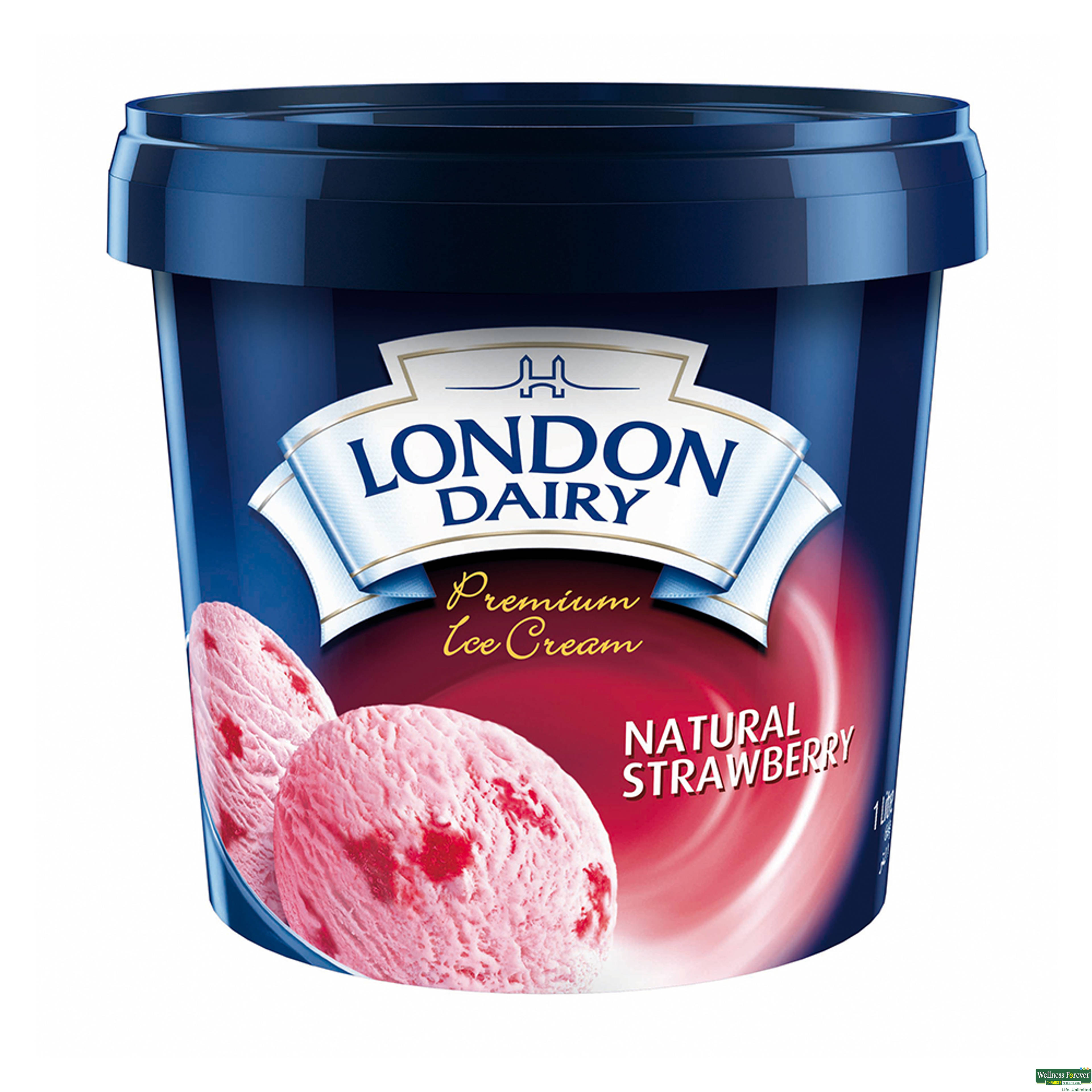 London Dairy Natural Strawberry Ice Cream, 1 ltr-image