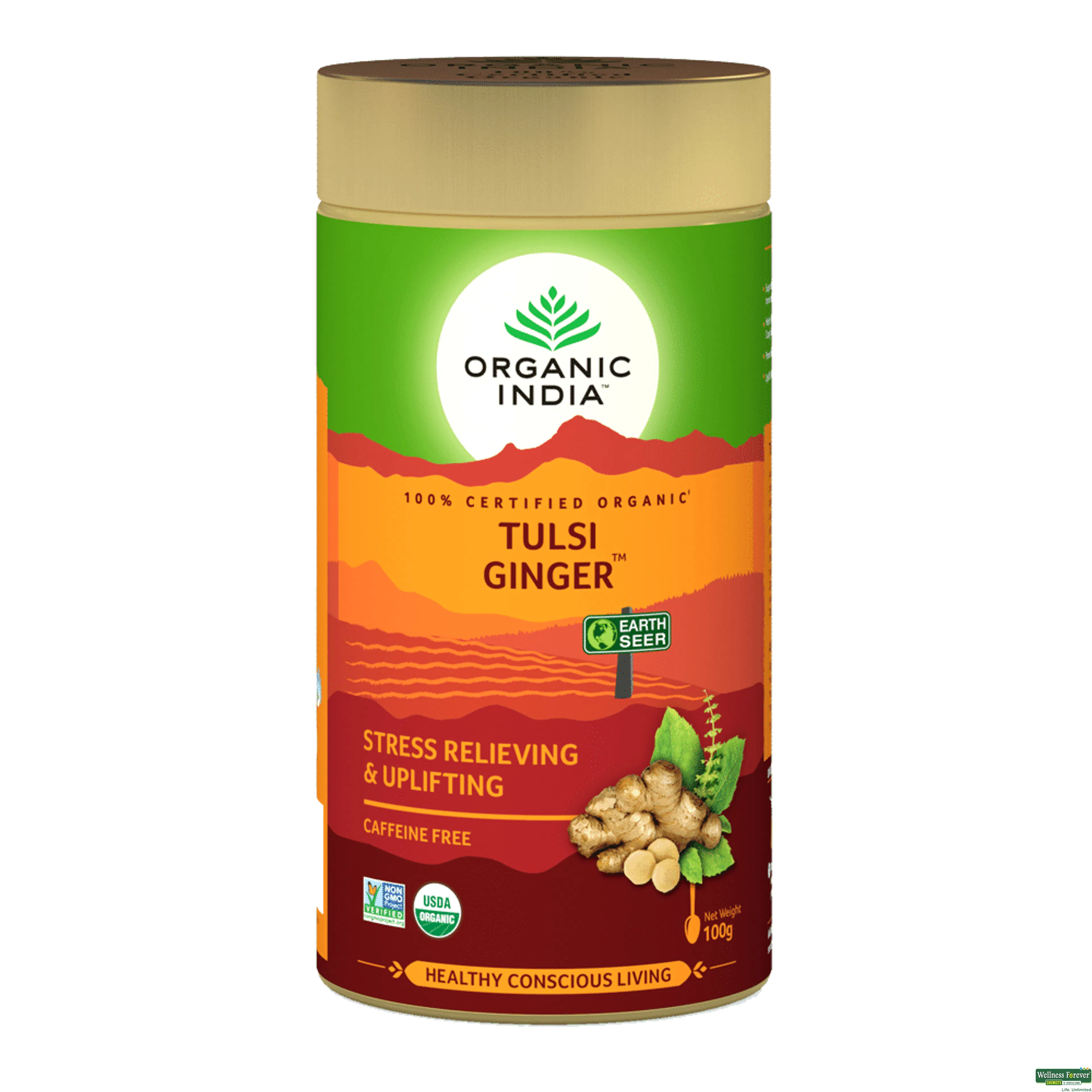 ORGANIC TEA TULSI GINGER TIN 100GM-image