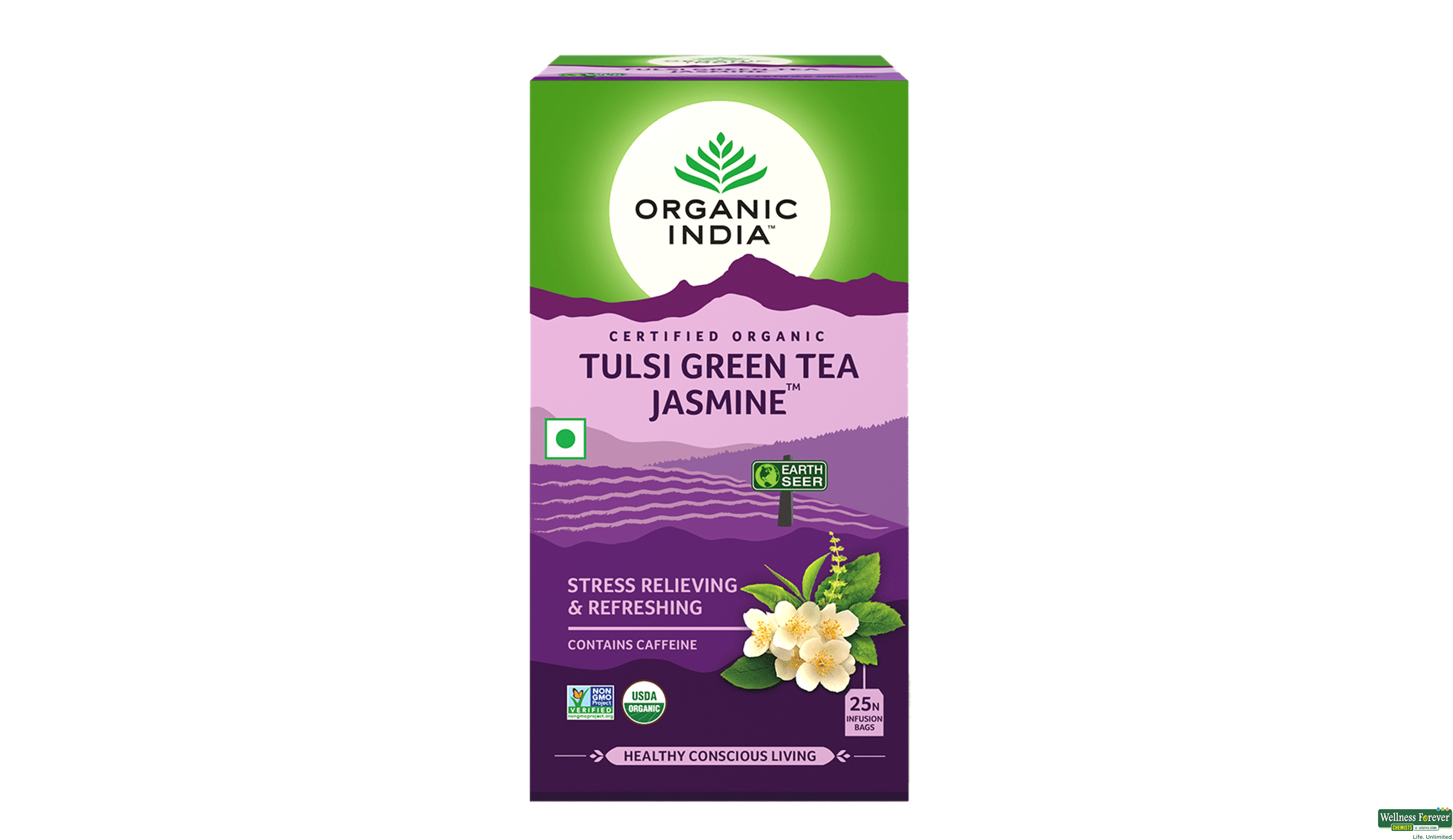 ORGANIC TEA TULSI JASMINE GREEN T/B 25BAGS- 1, 25BAGS, null