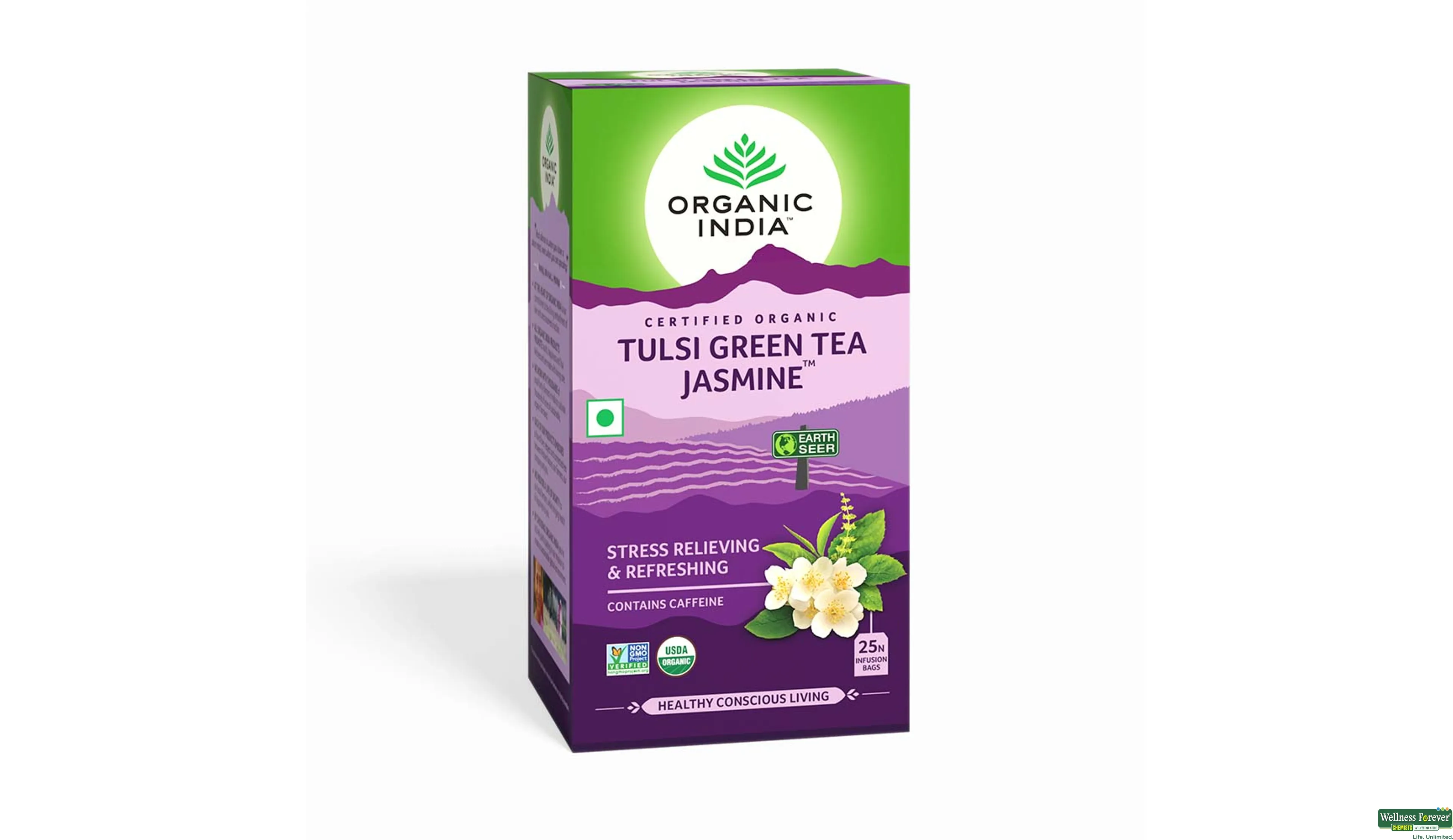 ORGANIC TEA TULSI JASMINE GREEN T/B 25BAGS- 3, 25BAGS, null