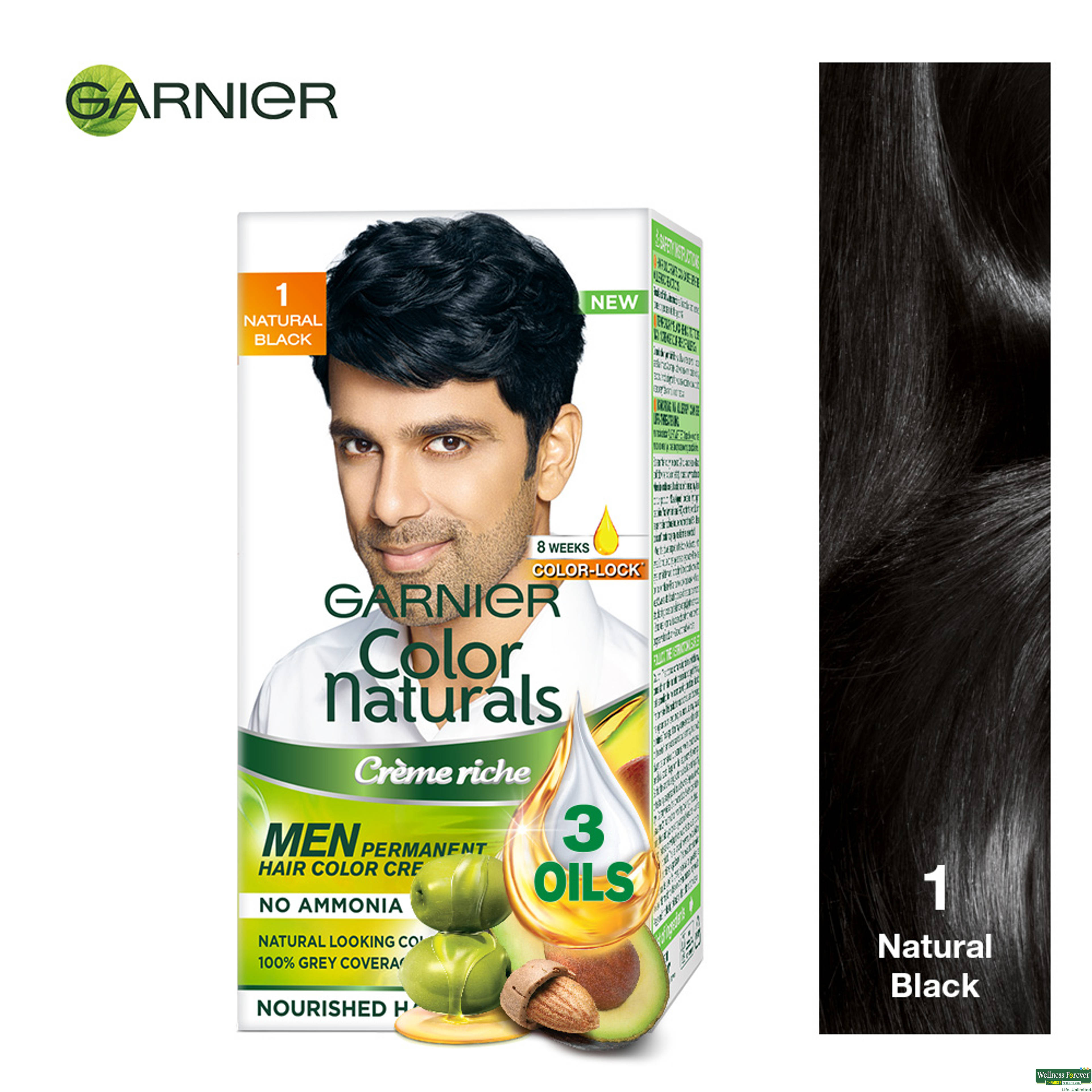 Garnier Color Naturals Men Permanent Hair Color, 1.0 Natural Black, 30 ml-image