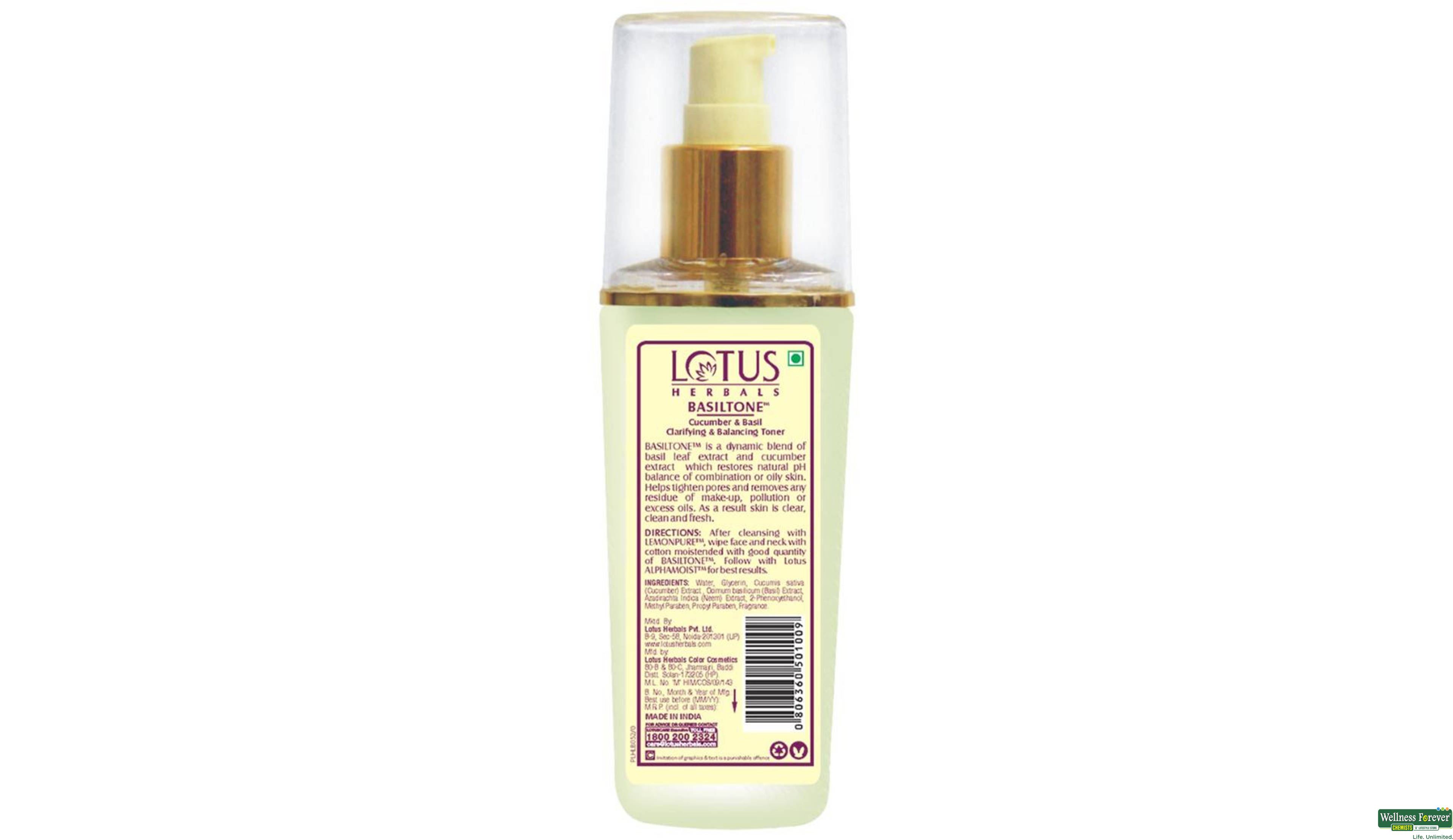 LOTUS B/TONER BASILTONE CUCUMBER 100ML- 2, 100ML, 