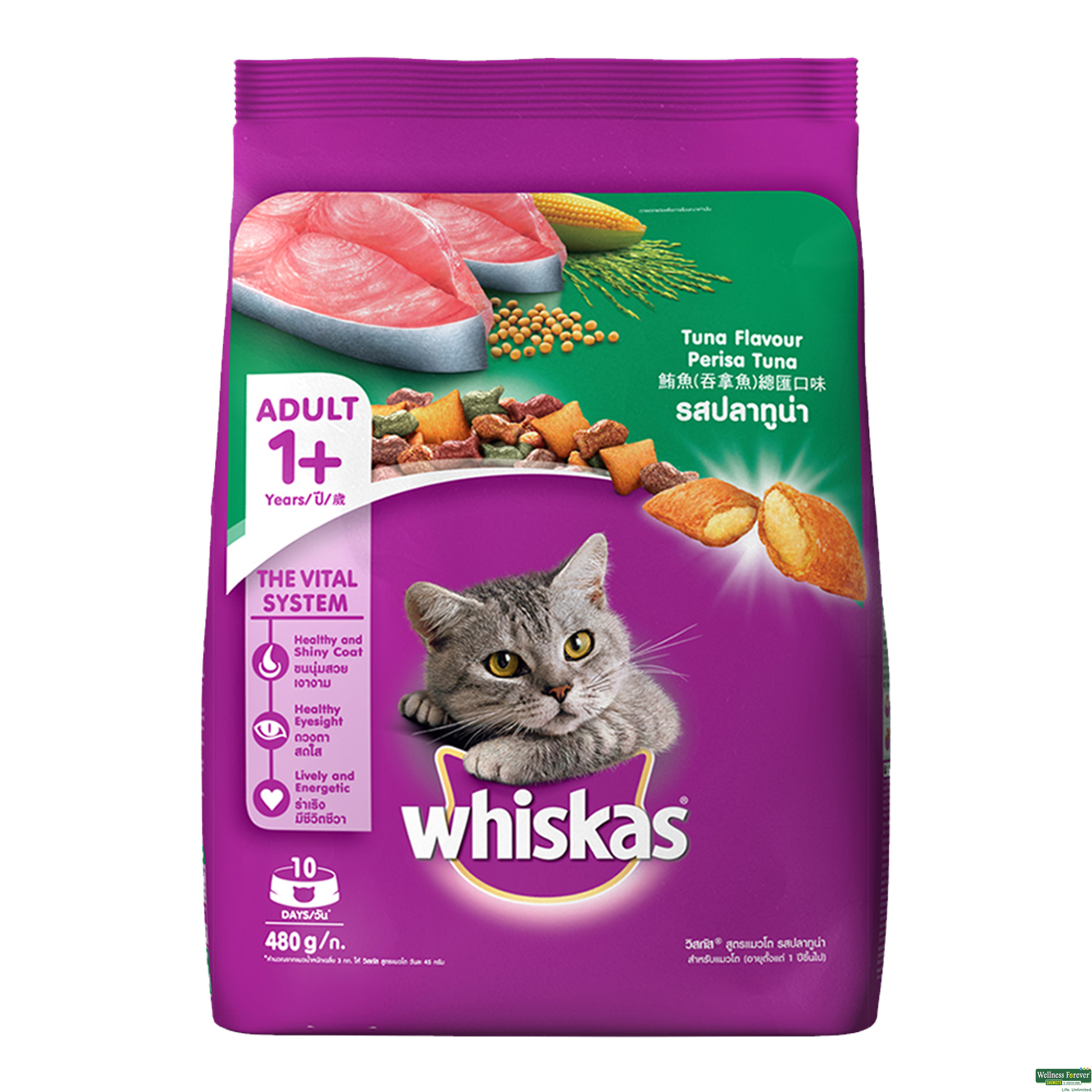 WHISKAS CAT FOOD DRY TUNA 480GM-image