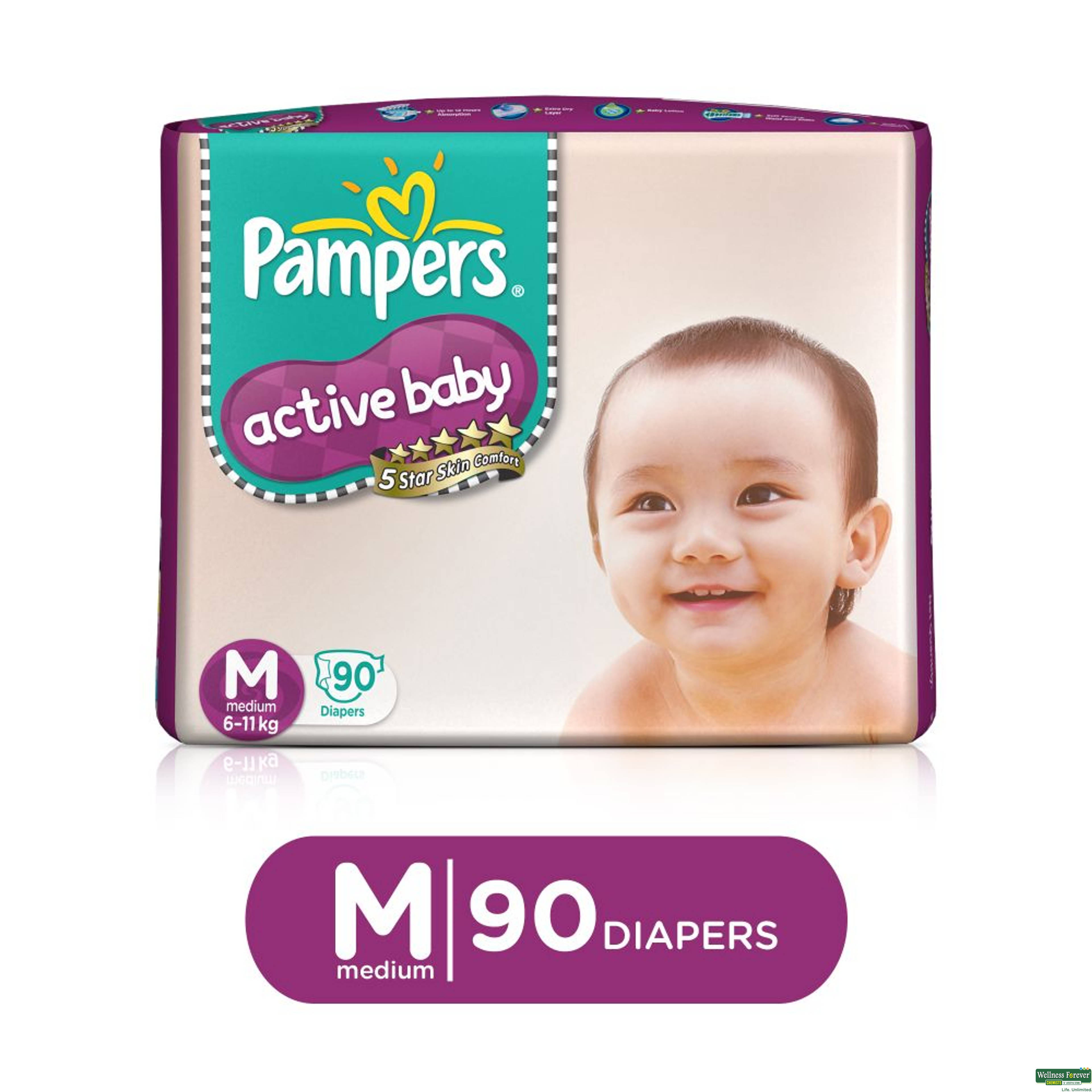 Pampers Diapers Active Baby M 90Piece-image