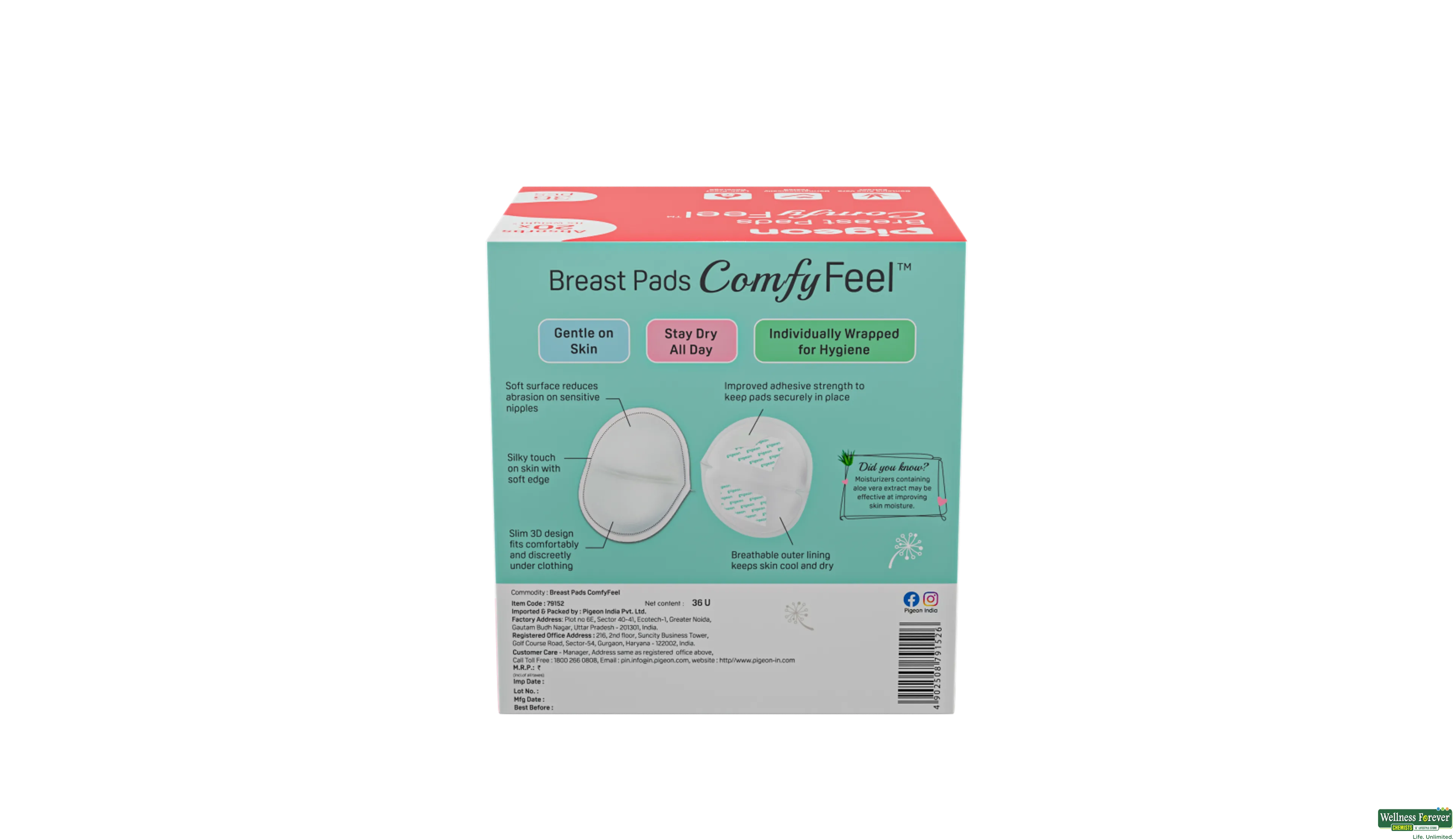 Pigeon Disposable Breast Pads - Comfy Feel with Aloevera - 50 Pack, Breast  Pads