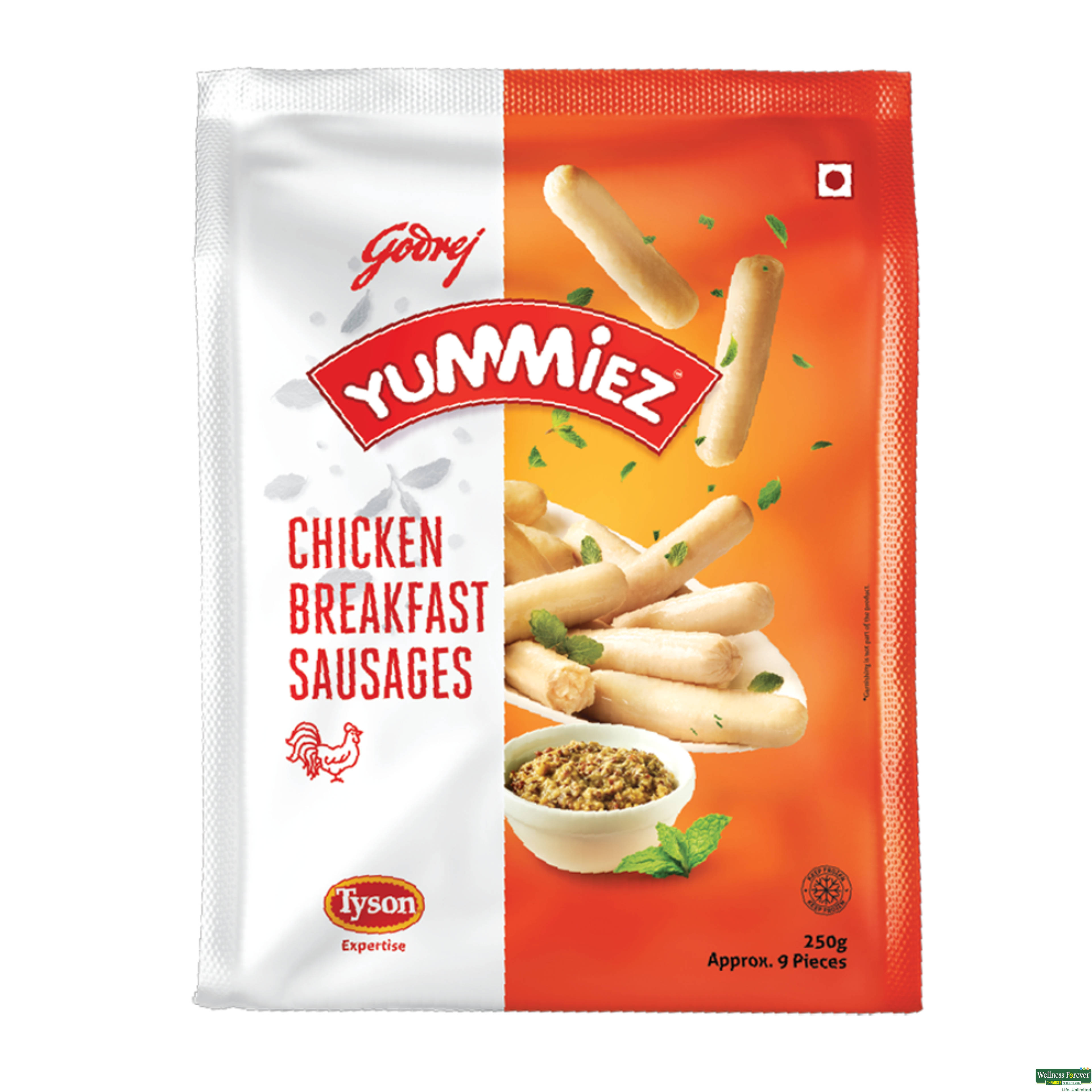 Yummiez Chicken Sausages Plain 250Gm-image