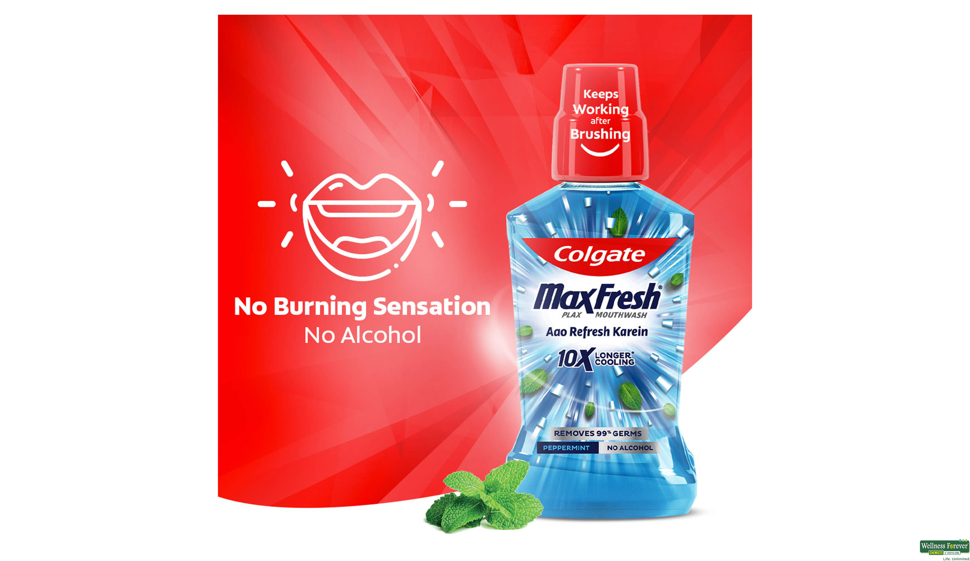 COLG M/WASH PLAX PEPPERMINT 125ML- 6, 125ML, 