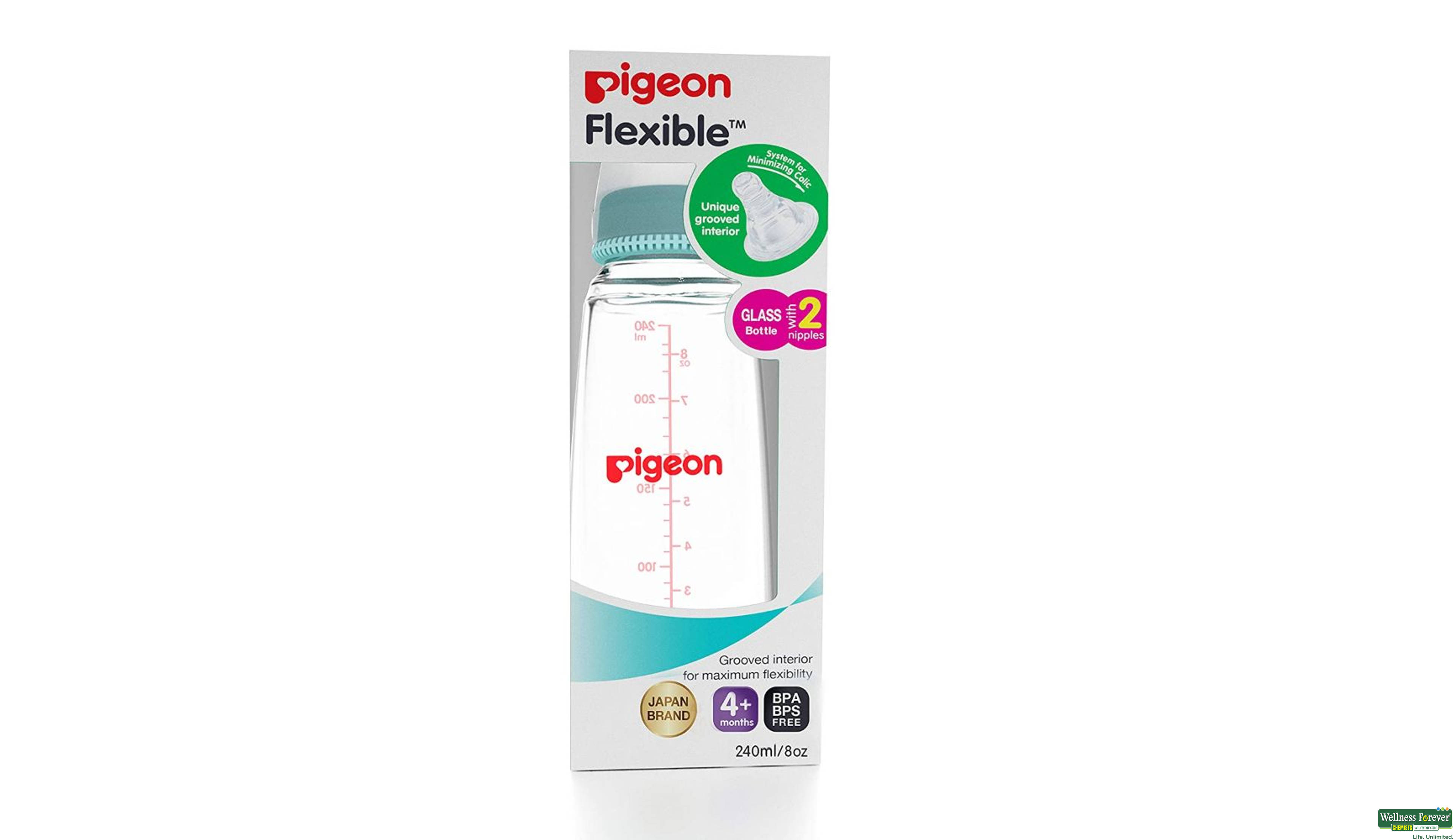 PIGEON GLASS BOTT 240ML- 2, 240ML, null