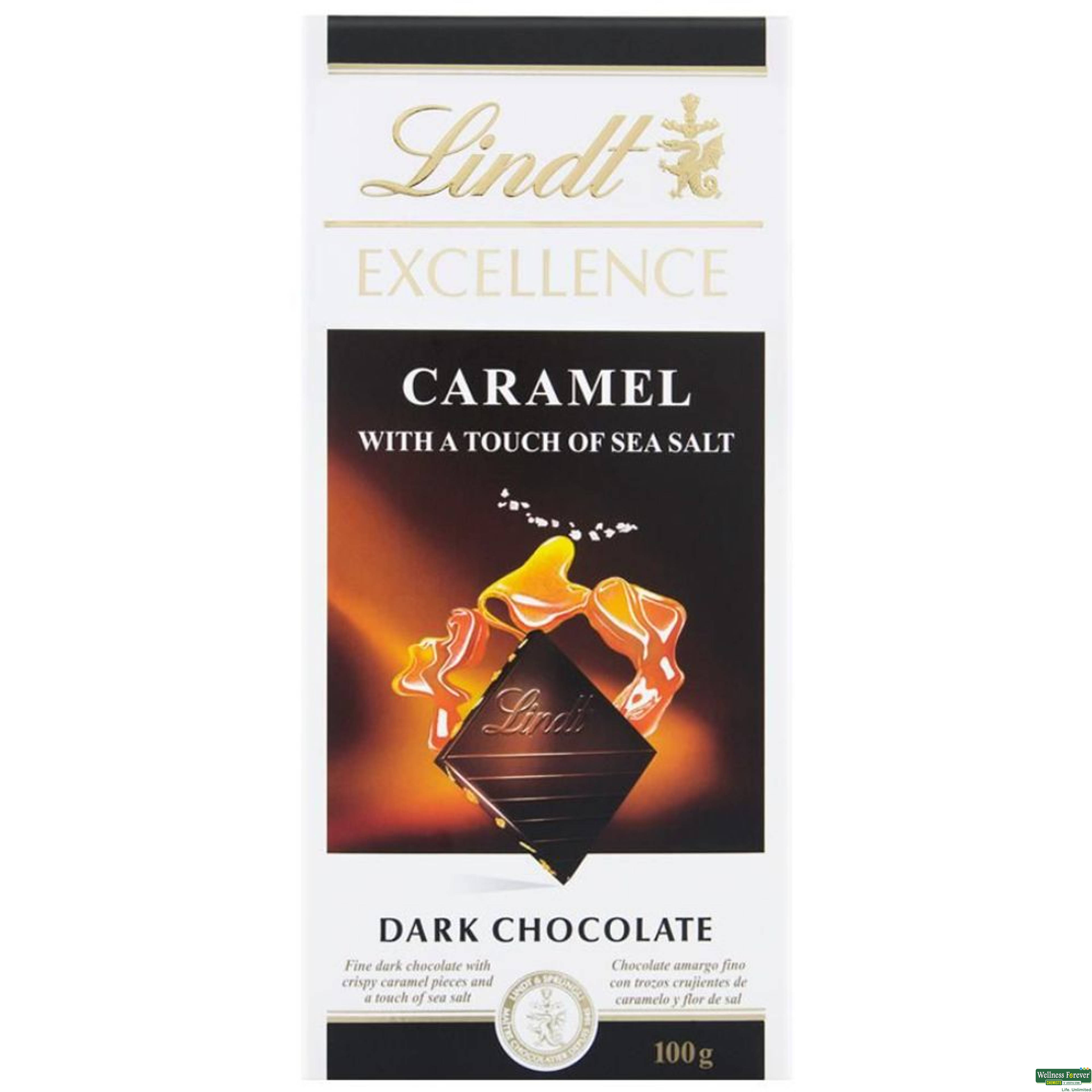 Lindt Excellence Caramel Dark Chocolate Bar, 100 g-image