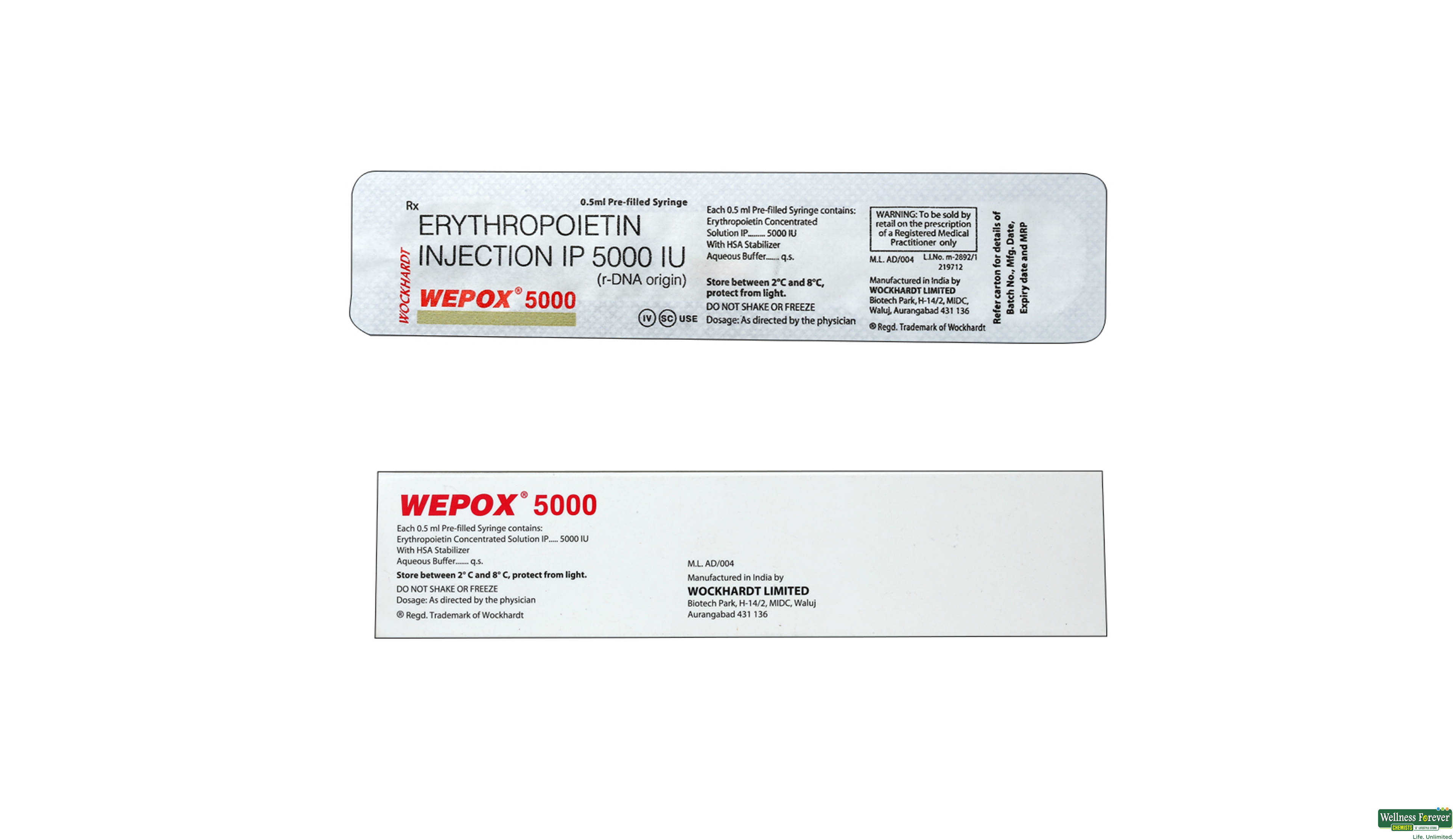 WEPOX 5000IU INJ PFS- 2, 1PC, 