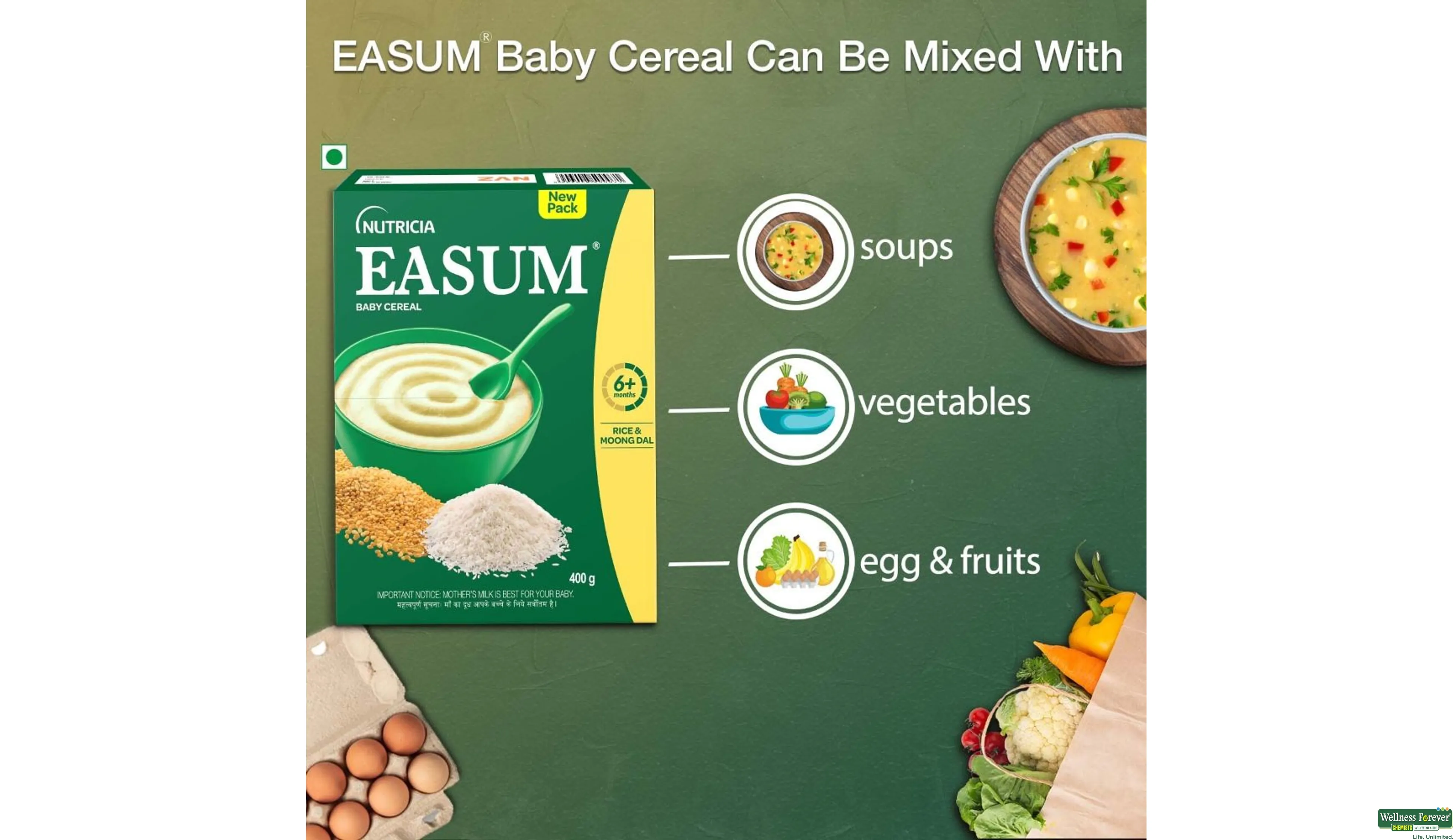 EASUM PWDR RICE/MUNGDAL 400GM- 3, 400GM, null