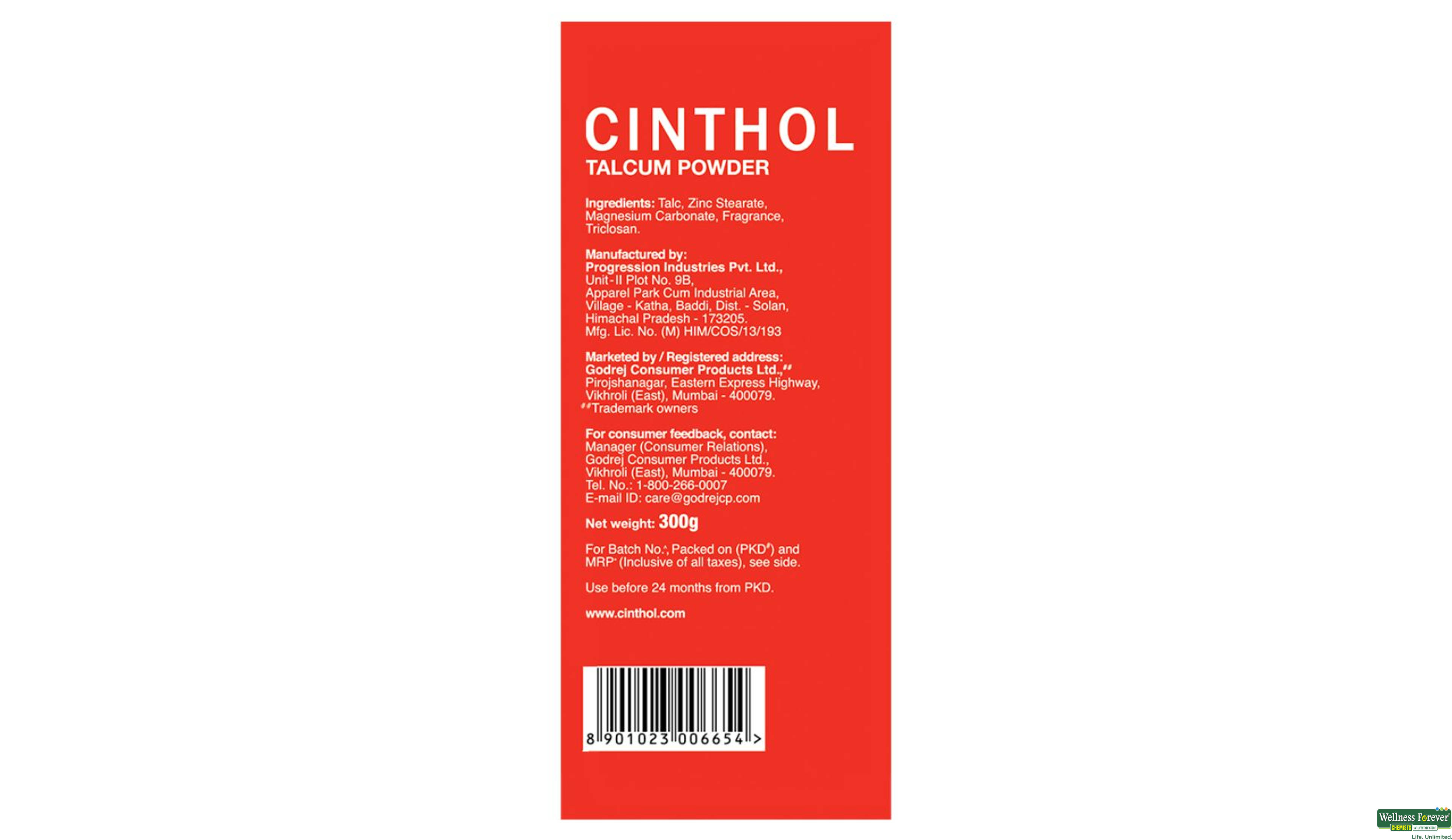 CINTHOL TALC RED 300GM- 4, 300GM, 