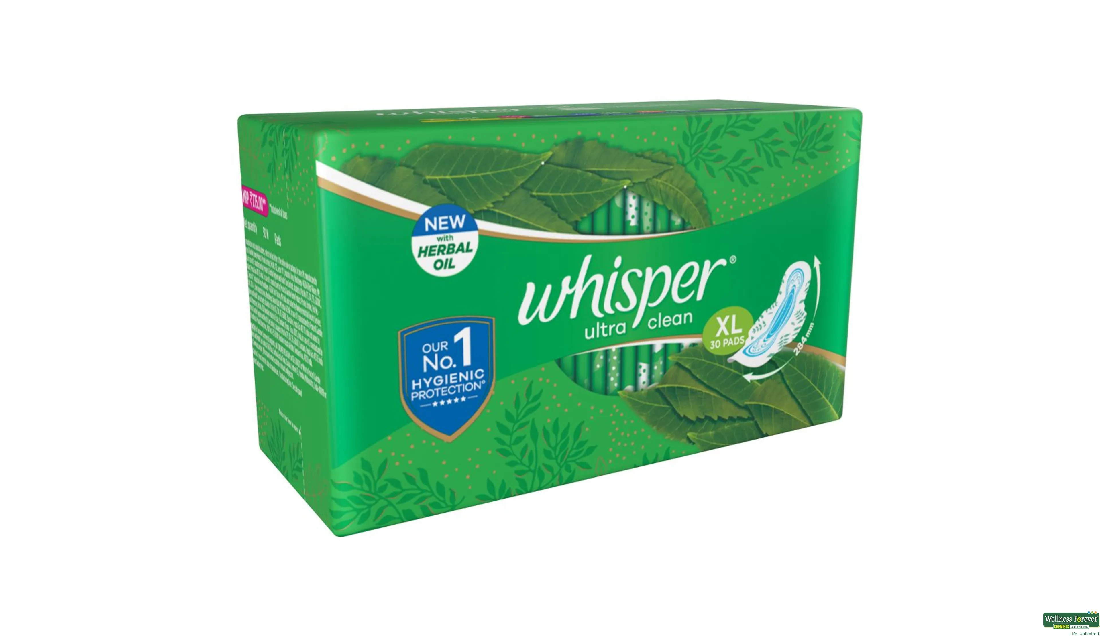 Whisper Ultra Overnight Sanitary Pads with Wings - 30 Pieces (XL