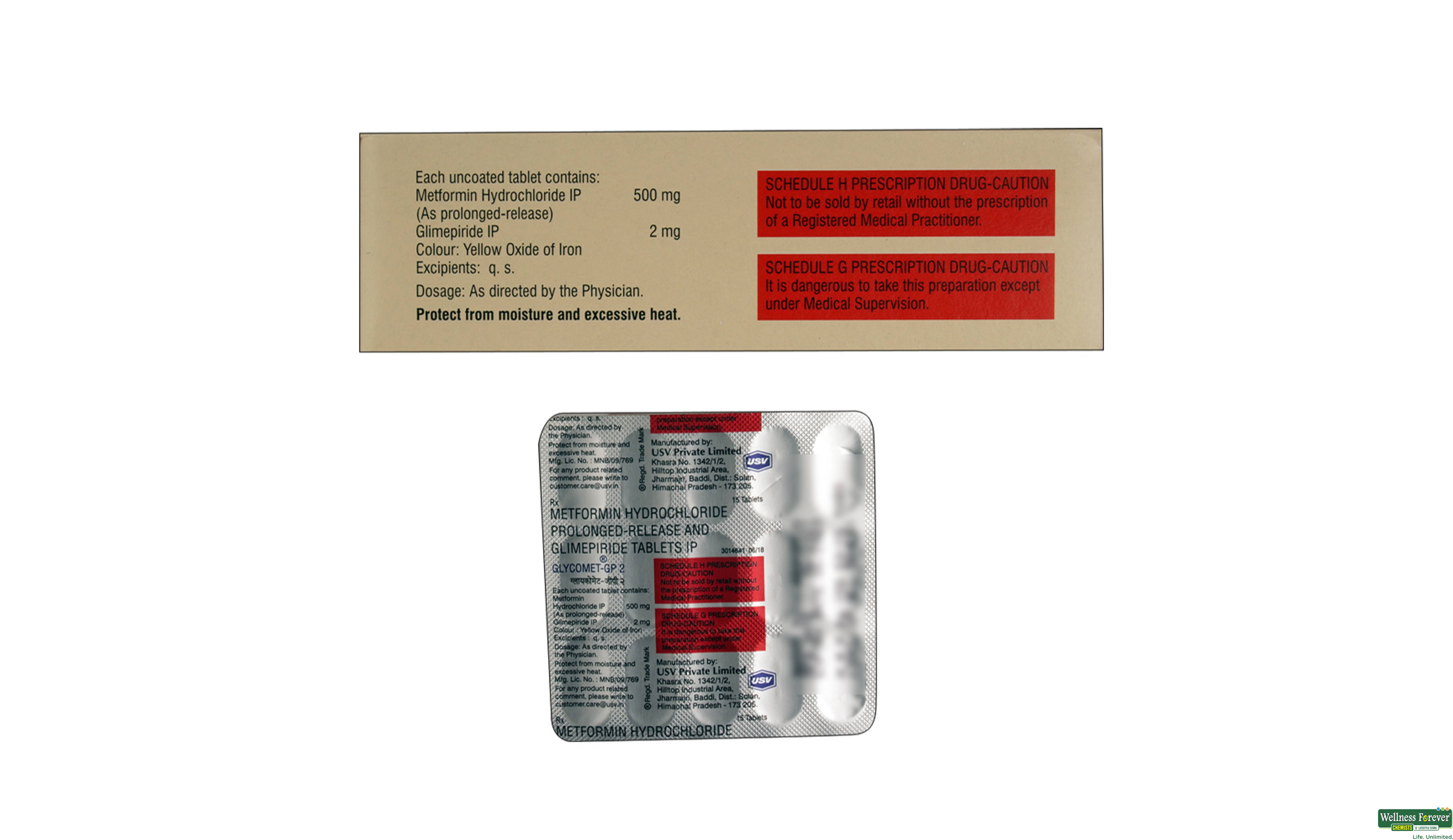 GLYCOMET-GP 2MG 15TAB- 2, 15TAB, 