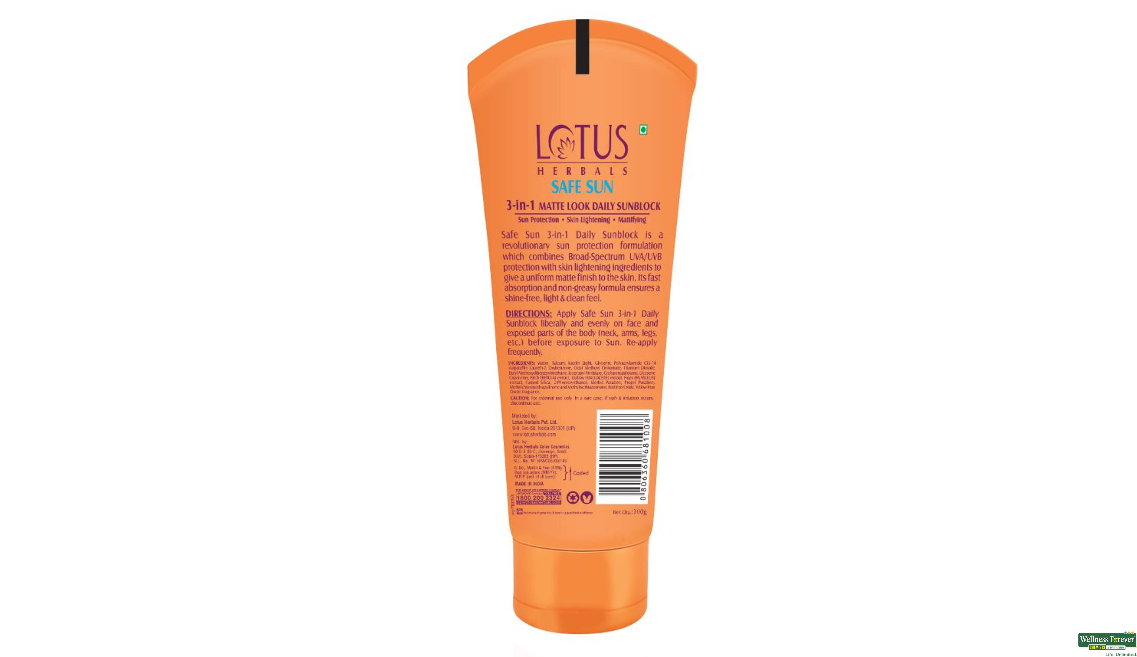 LOTUS B/CRM SPF40 3IN1 MATTE SUNB 100ML- 2, 100ML, 