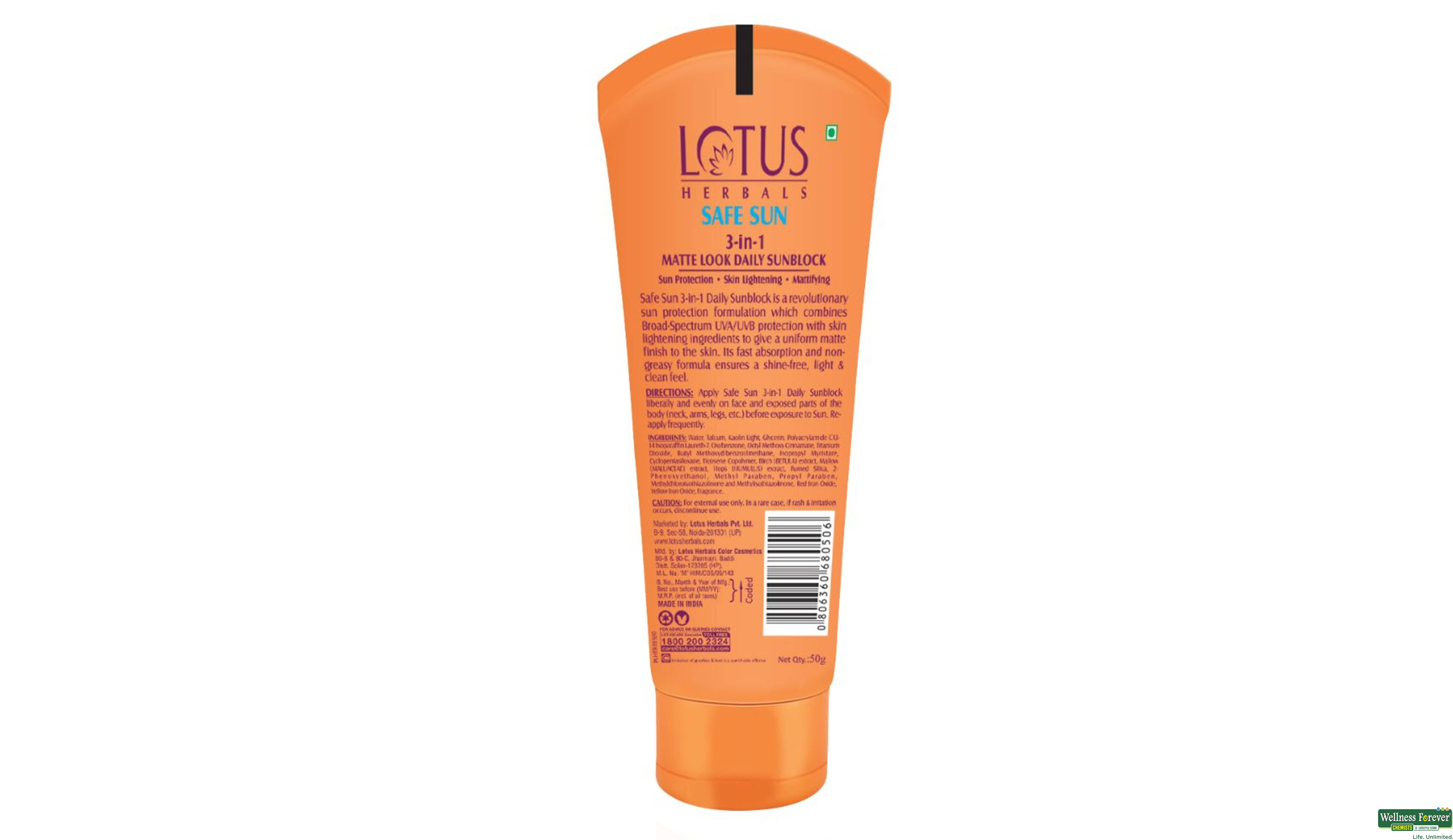 LOTUS B/CRM SPF40 3IN1 MATTE SUNB 50GM- 2, 50GM, 