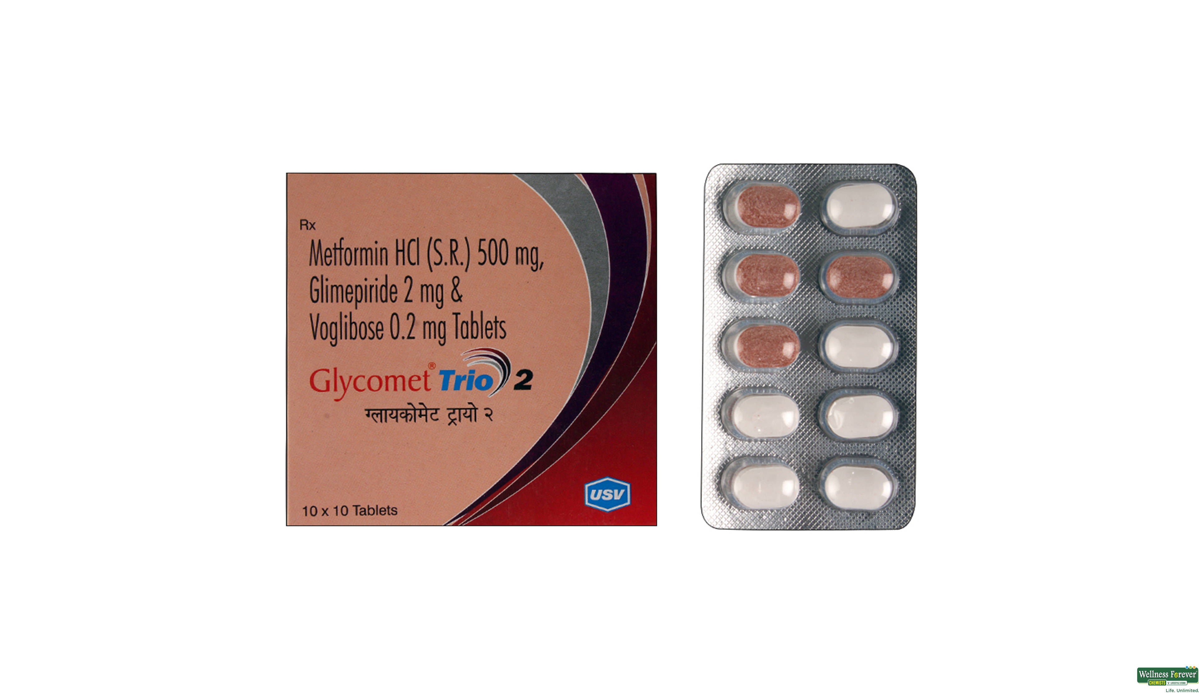 GLYCOMET TRIO 2MG 10TAB- 1, 10TAB, 