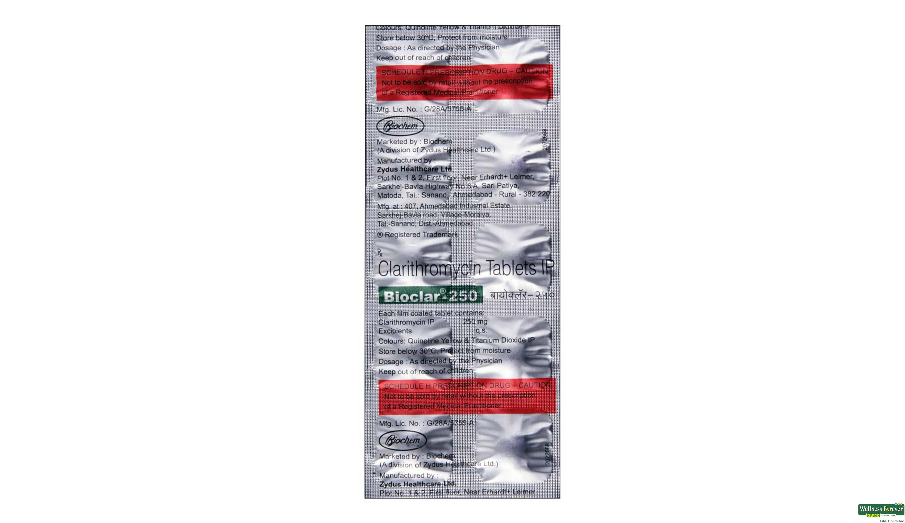 BIOCLAR 250MG 10TAB- 1, 10TAB, 