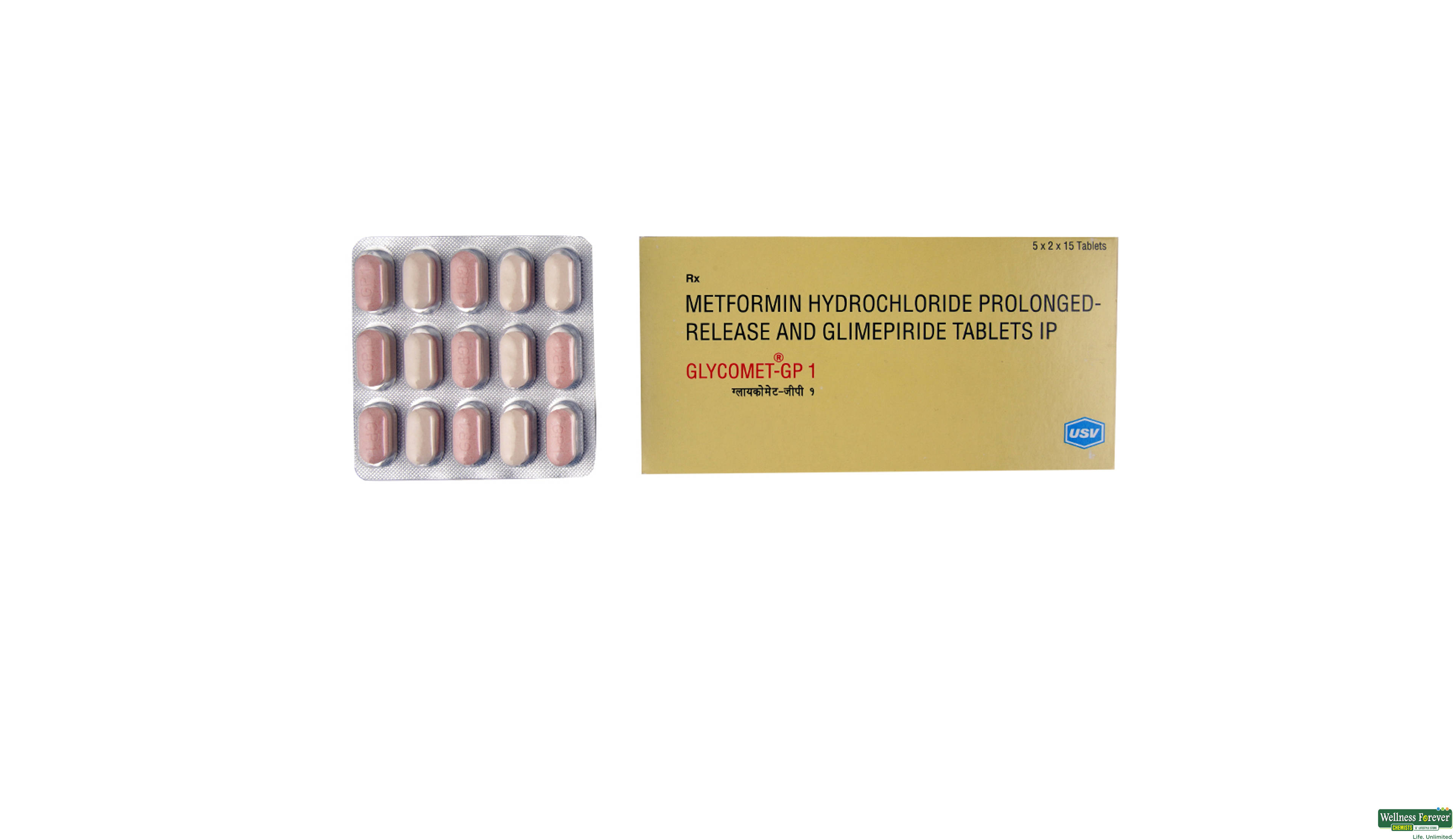 GLYCOMET-GP 1MG 15TAB- 1, 15TAB, 