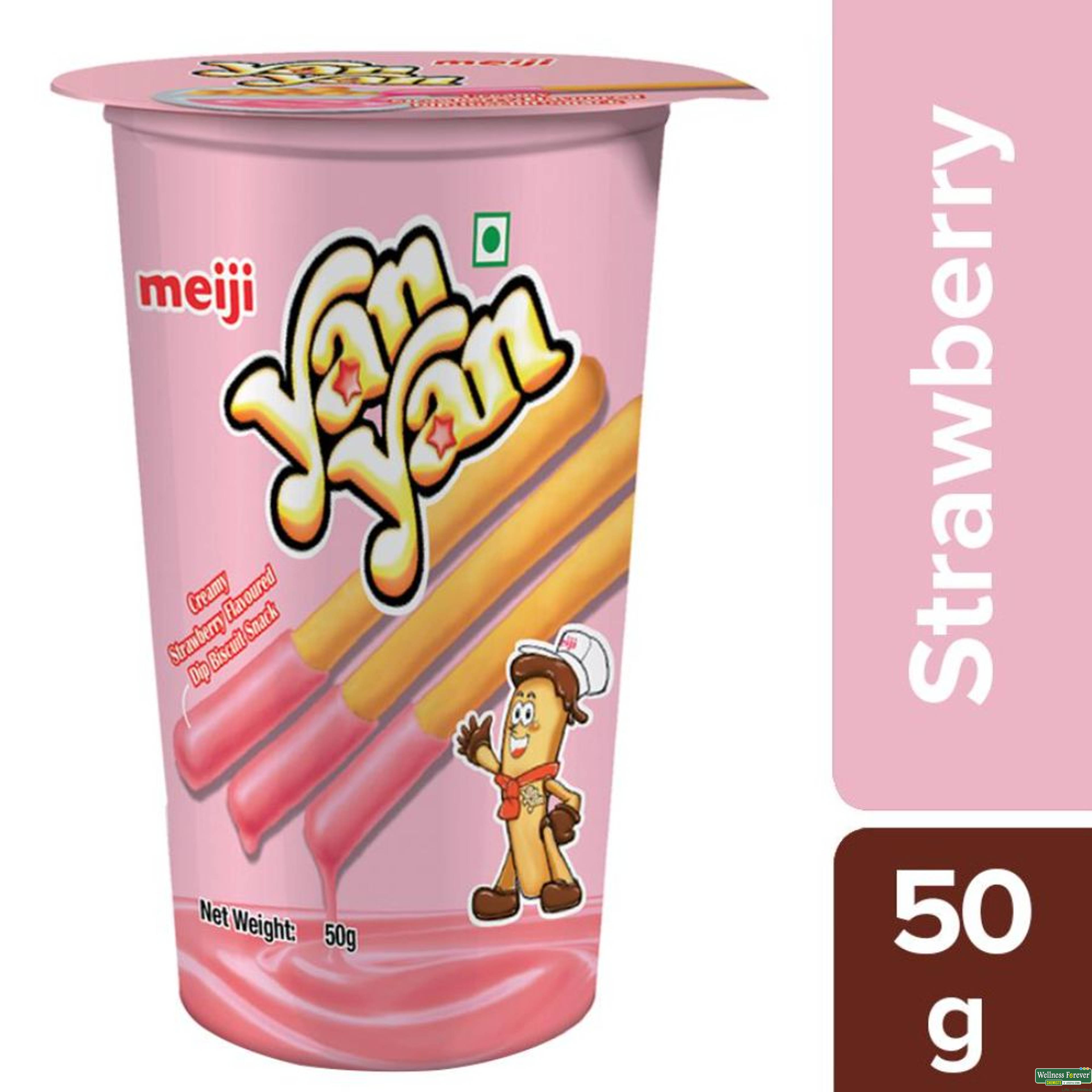 Meiji Yan Yan Fun Filled Biscuits Treats, Strawberry, 50 g-image