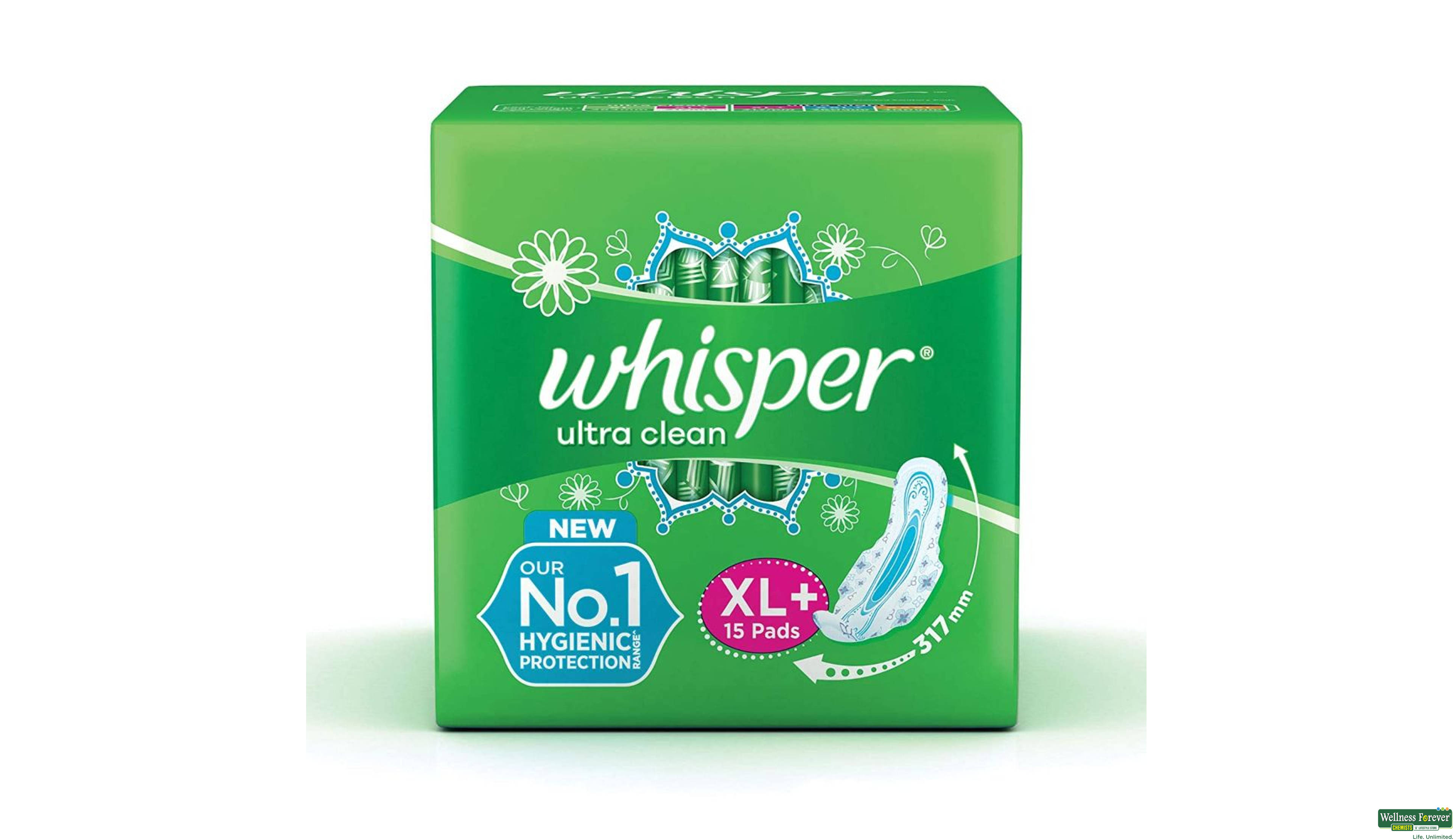 WHISPER SA/PADS ULTRA CLEAN W XL+ 15PC- 1, 15PC, 