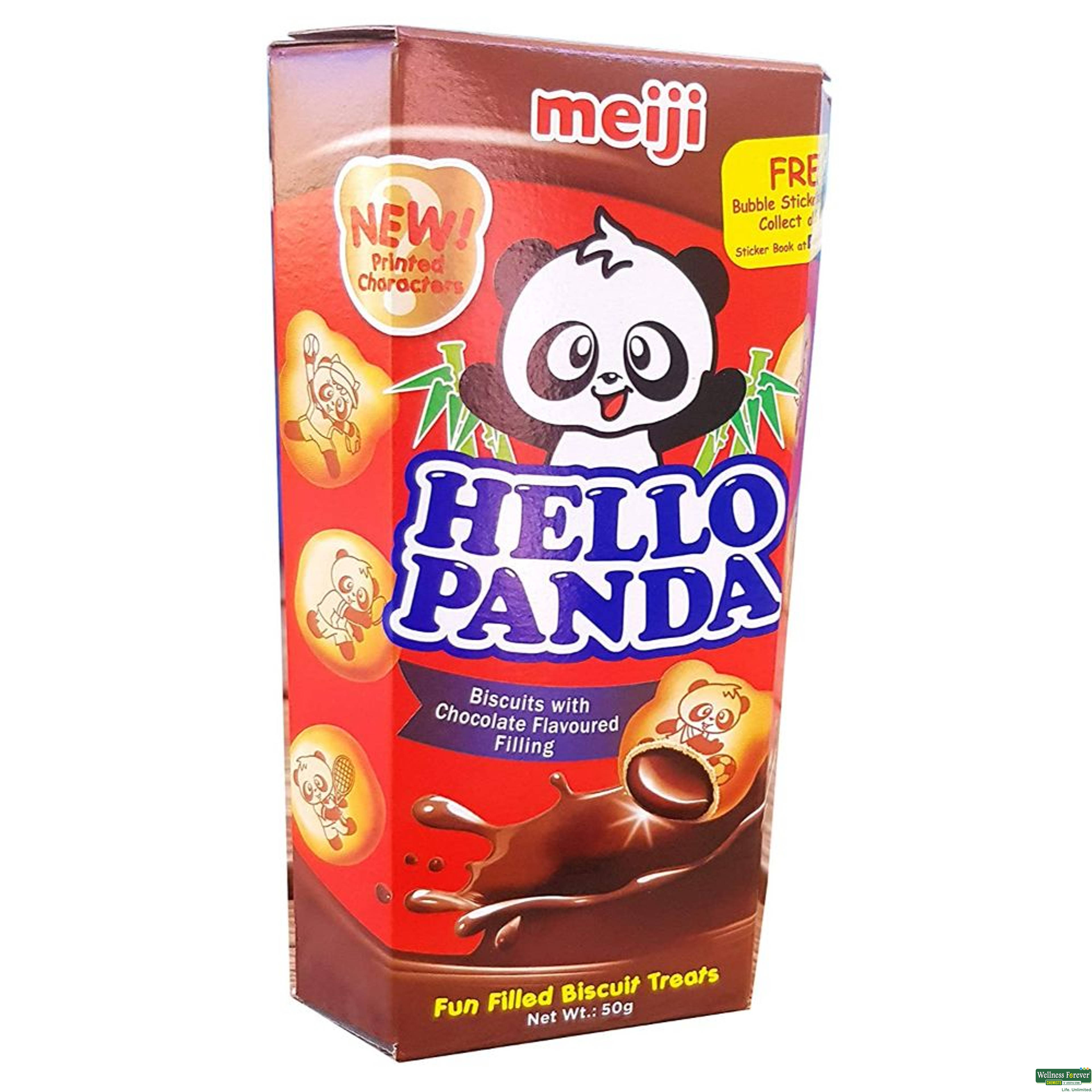 Meiji Hello Panda Chocolate Cream Biscuit, 50 g-image