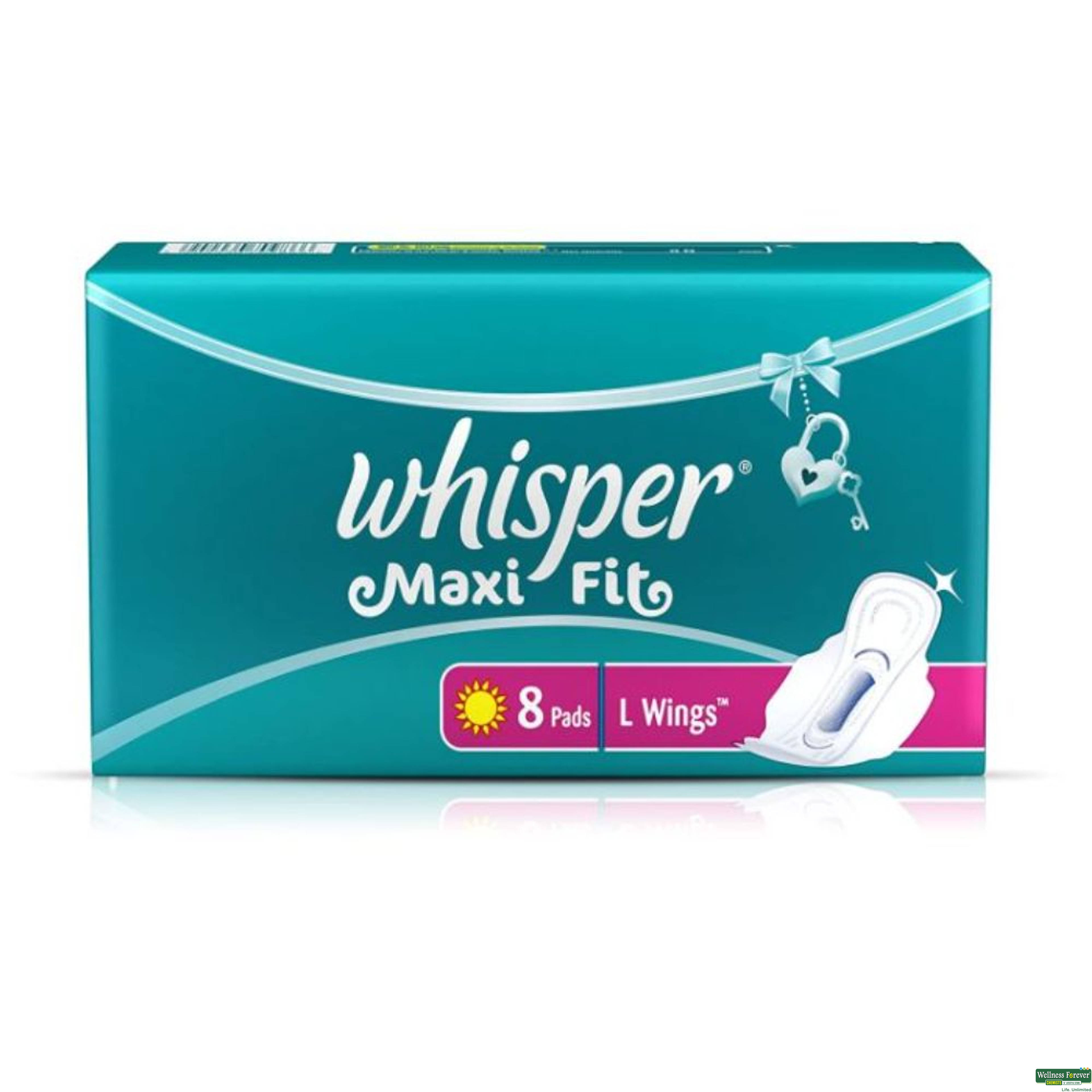 Whisper Maxi Fit Sanitary Pads, Large, 8 pads-image