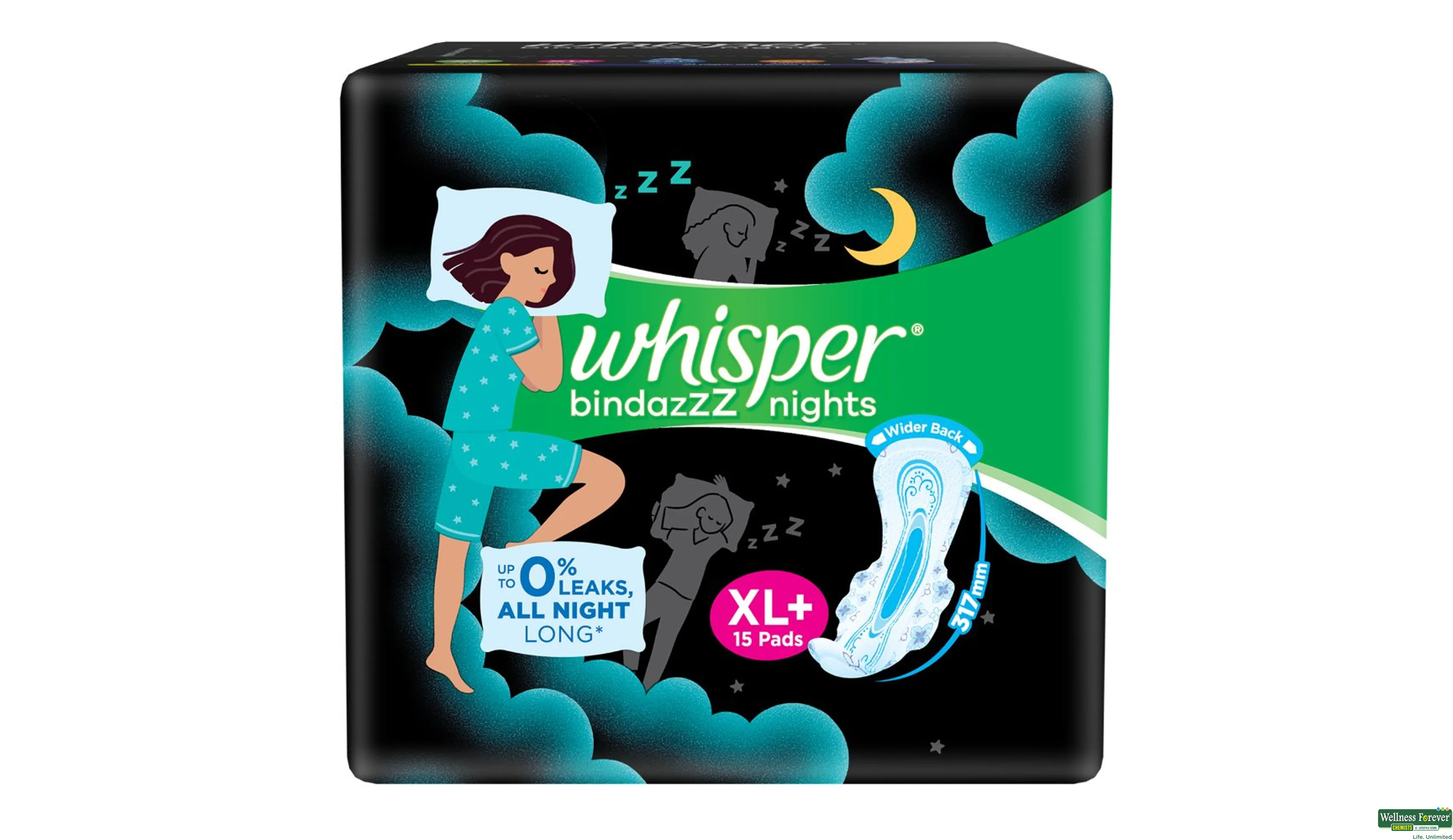 WHISPER SA/PADS ULTRA NIGHT W XL+ 15PC- 1, 15PC, 