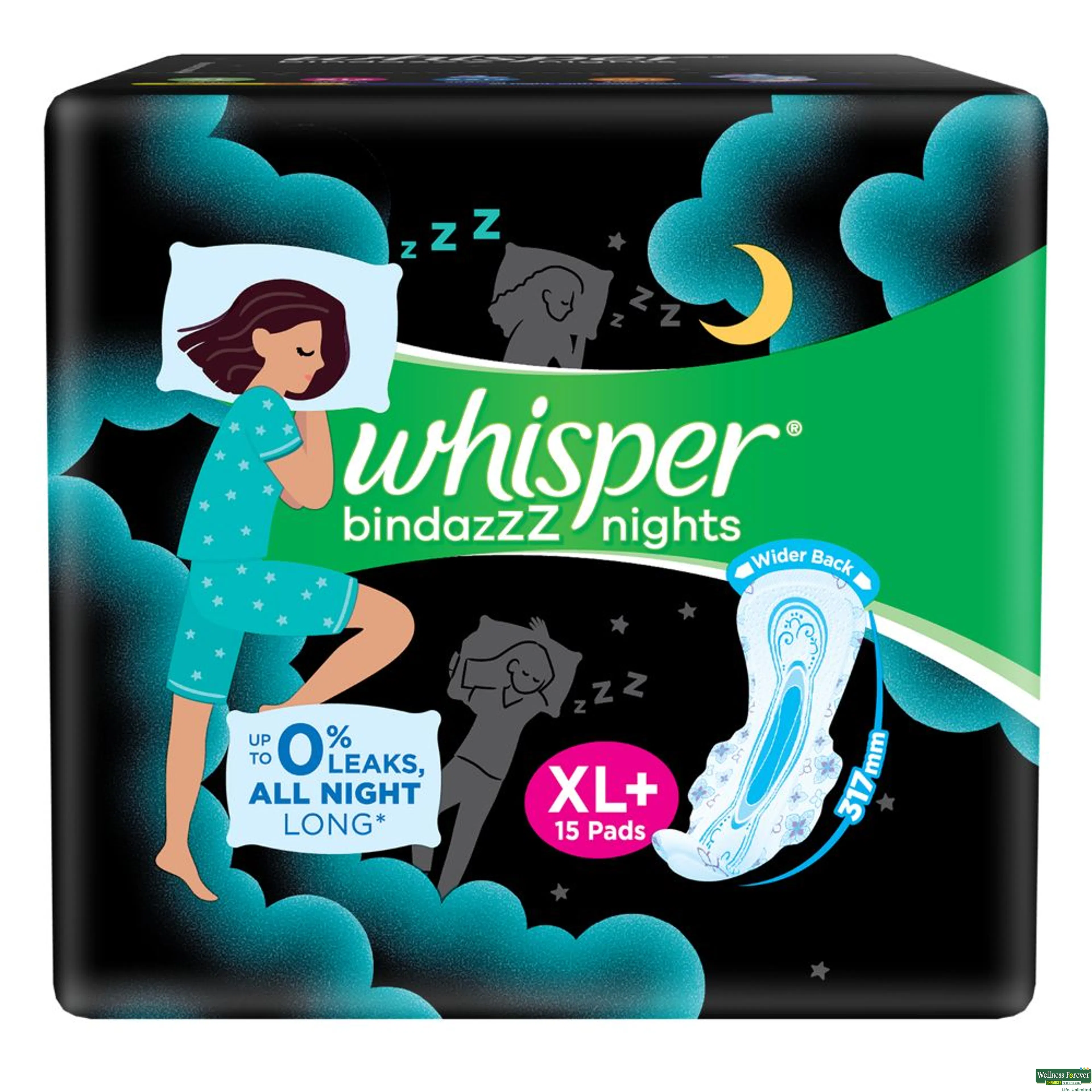 WHISPER SA/PADS ULTRA NIGHT W XL+ 15PC-image