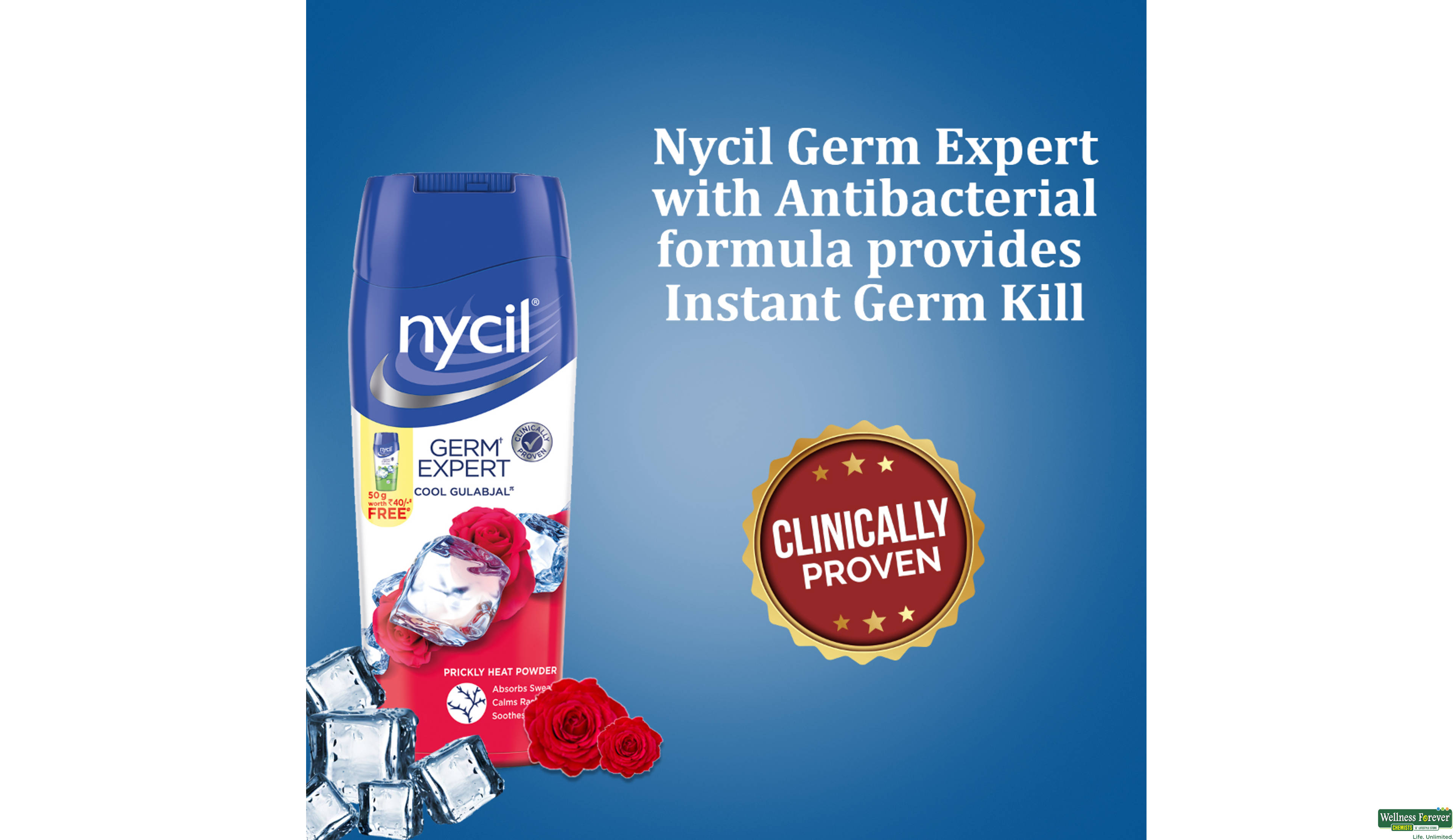 NYCIL TALC COOL GULABJAL 150GM- 4, 150GM, 