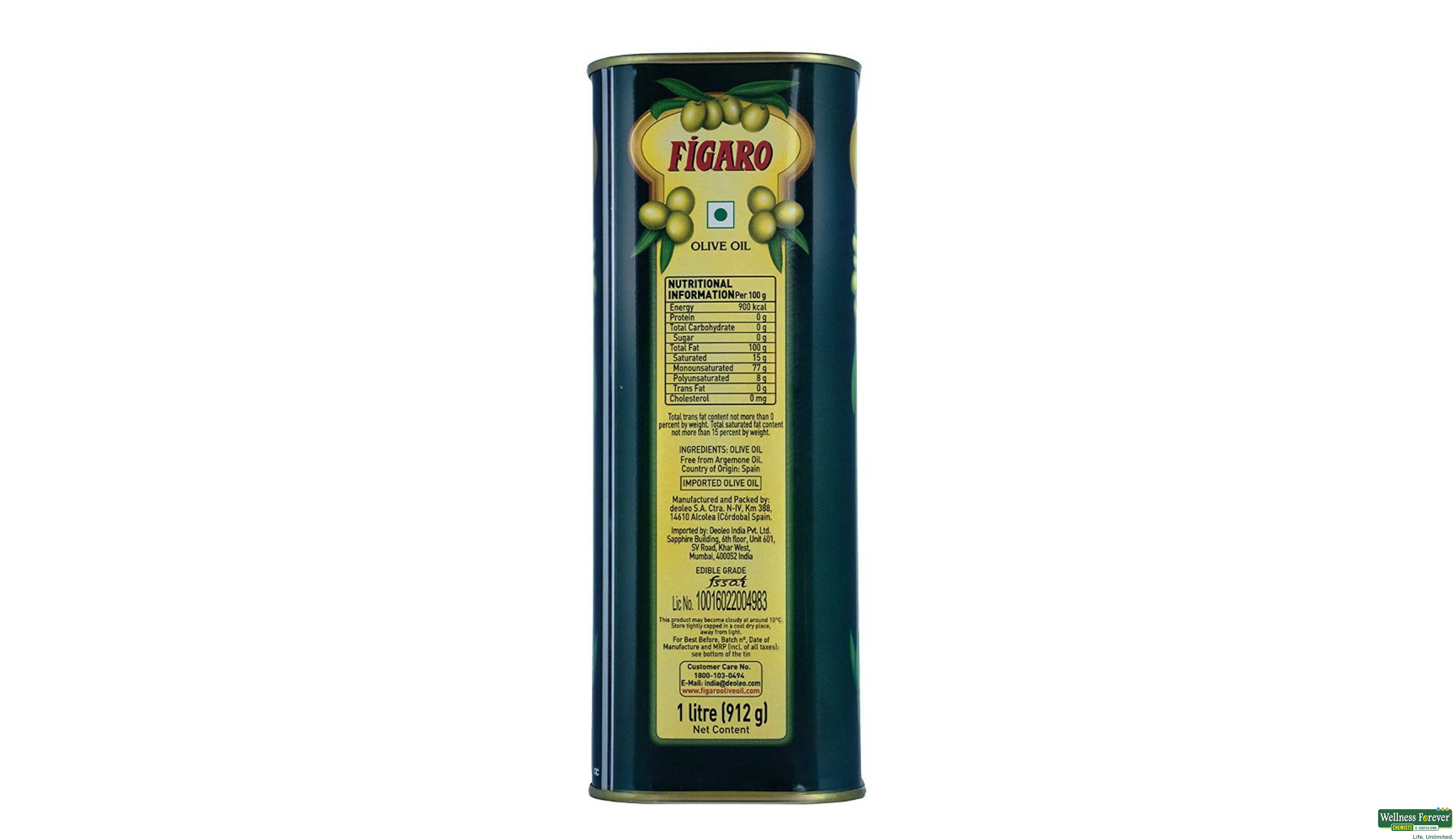 FIGARO OLIVE OIL TIN 1LTR- 3, 1LTR, 