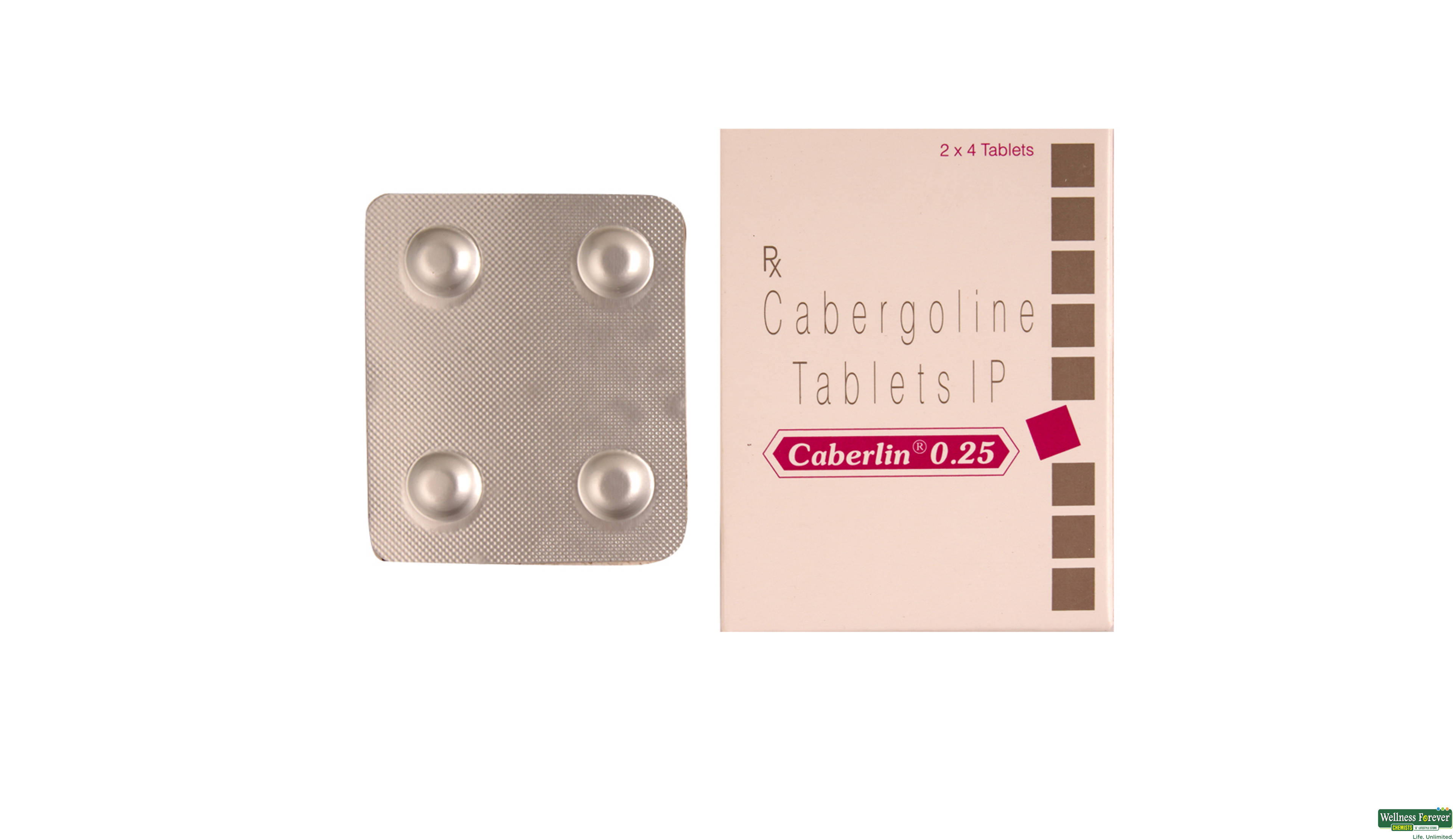 CABERLIN 0.25MG 4TAB- 1, 4TAB, 