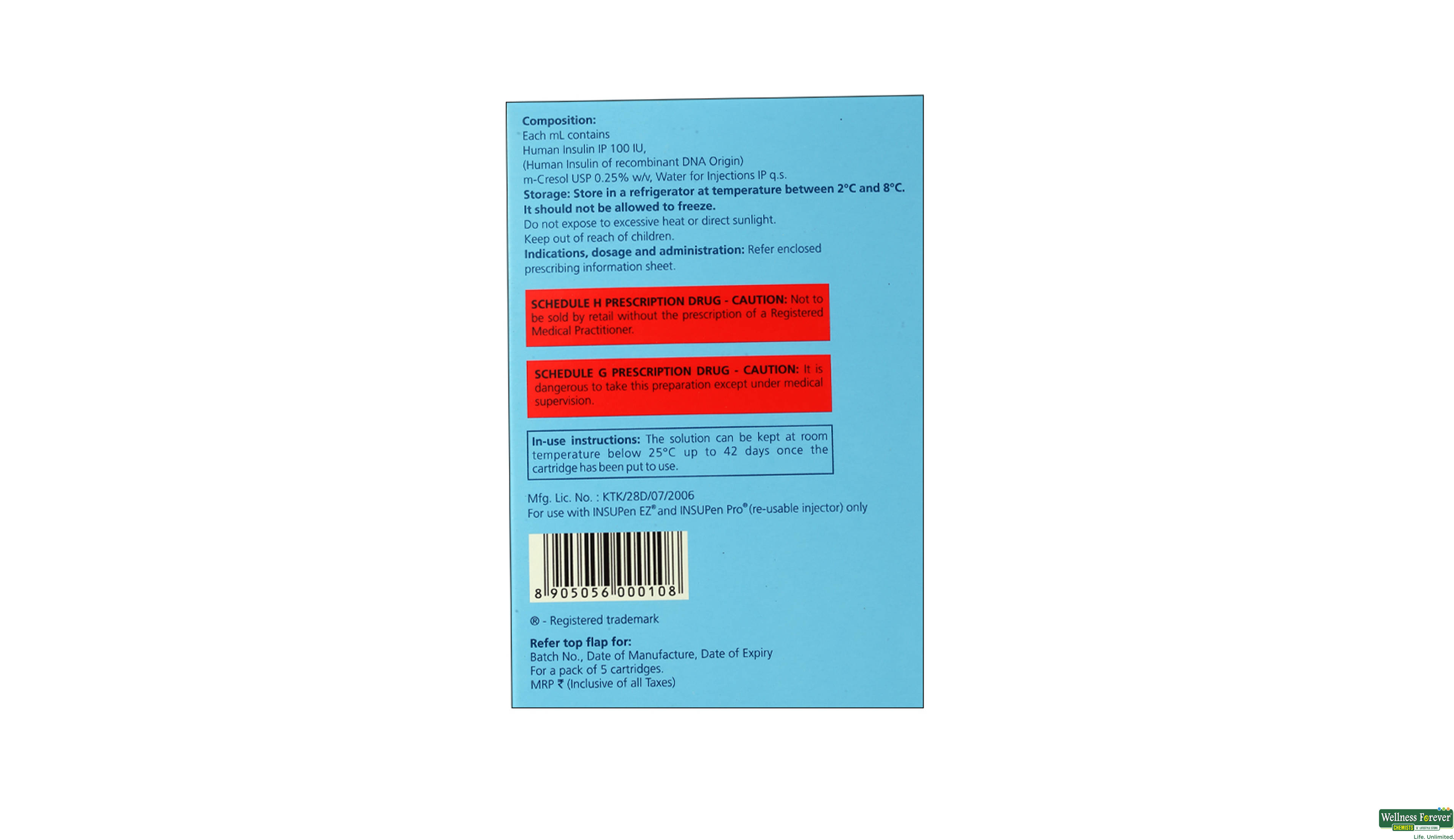 INSUGEN-R 100IU 5X3ML- 2, 1PC, 