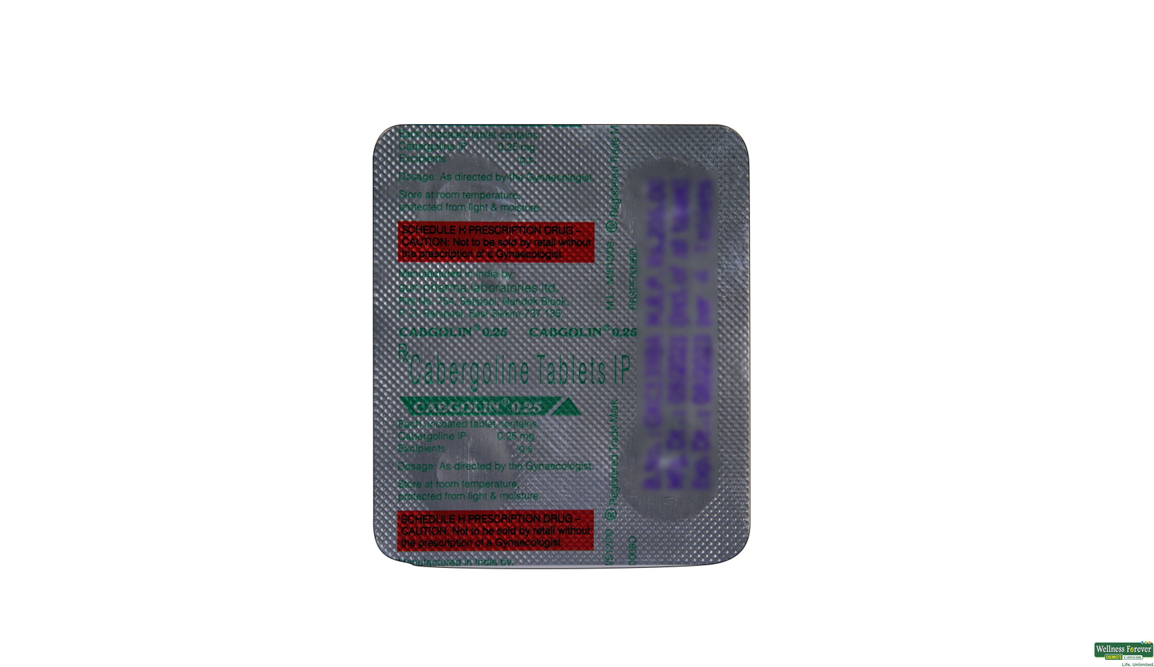 CABGOLIN 0.25MG 4TAB- 2, 4TAB, 