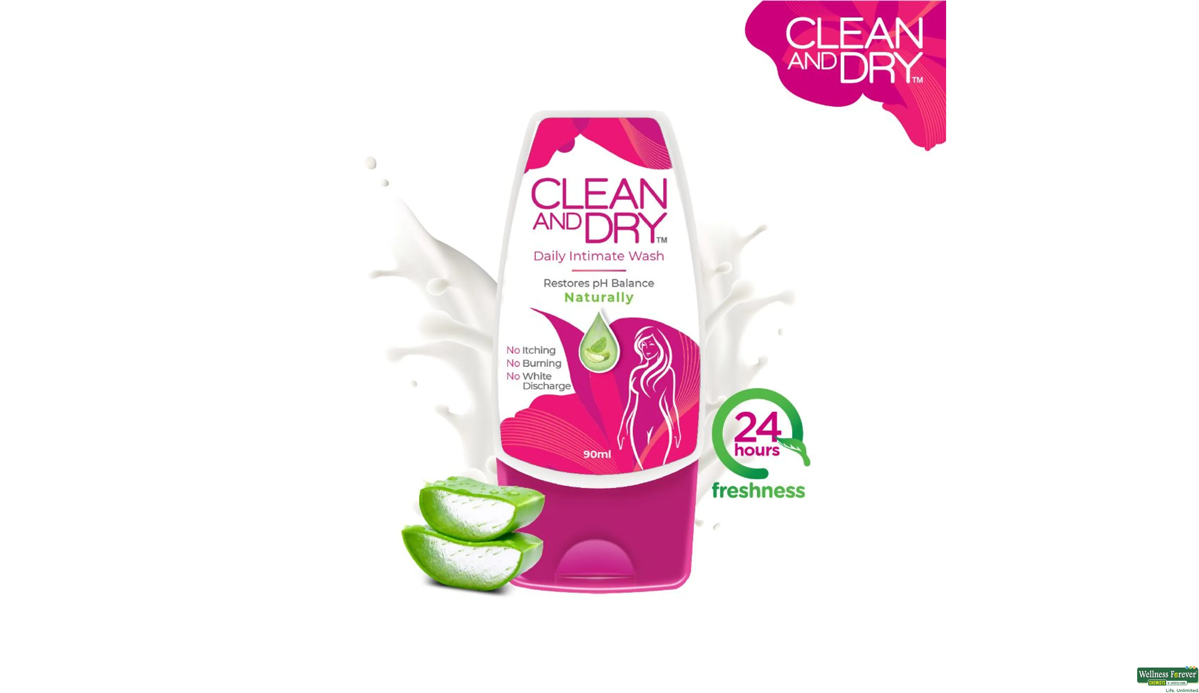 CLEAN AND DRY INTIMATE WASH 90ML- 2, 90ML, 