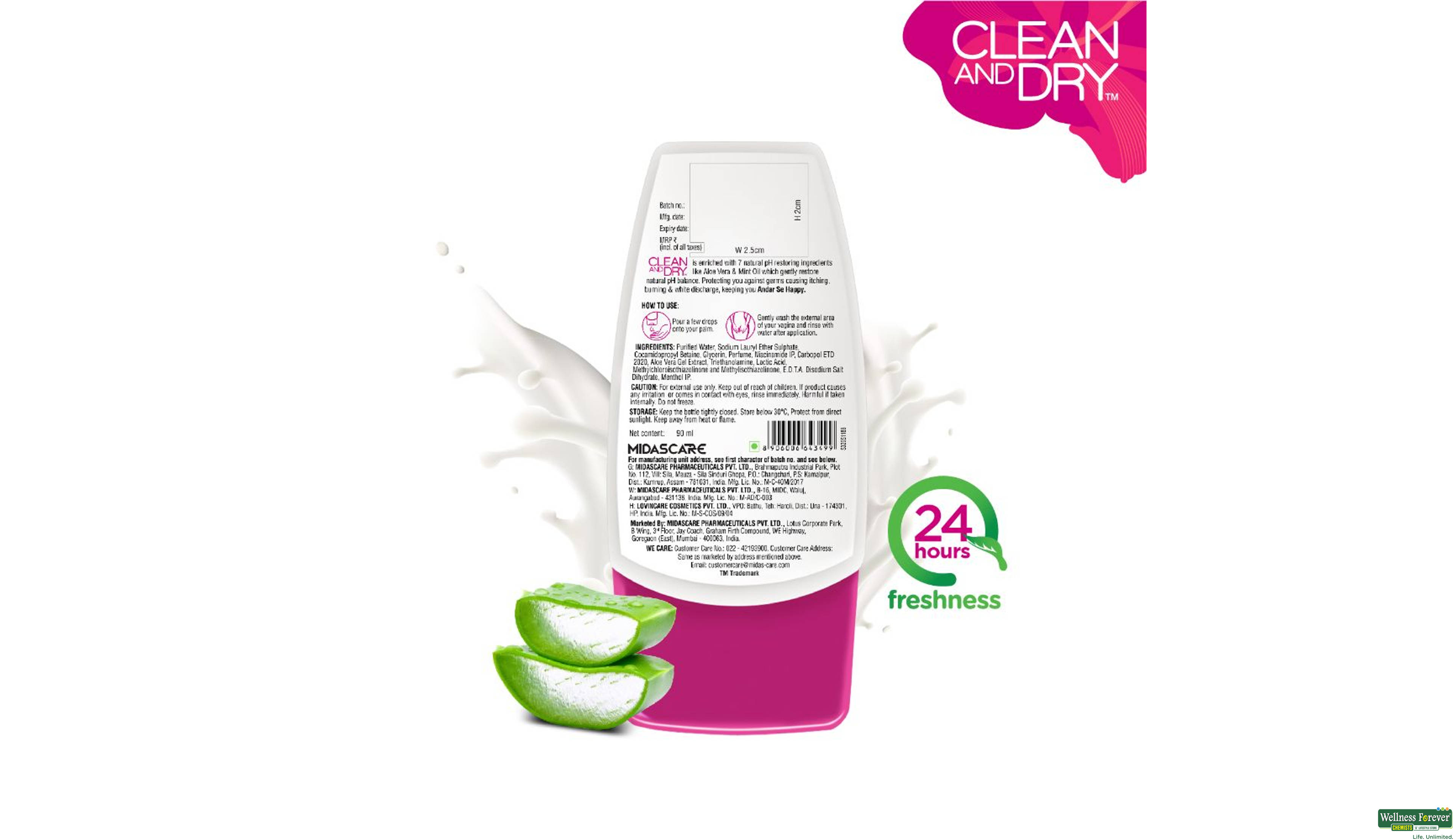 CLEAN AND DRY INTIMATE WASH 90ML- 3, 90ML, 