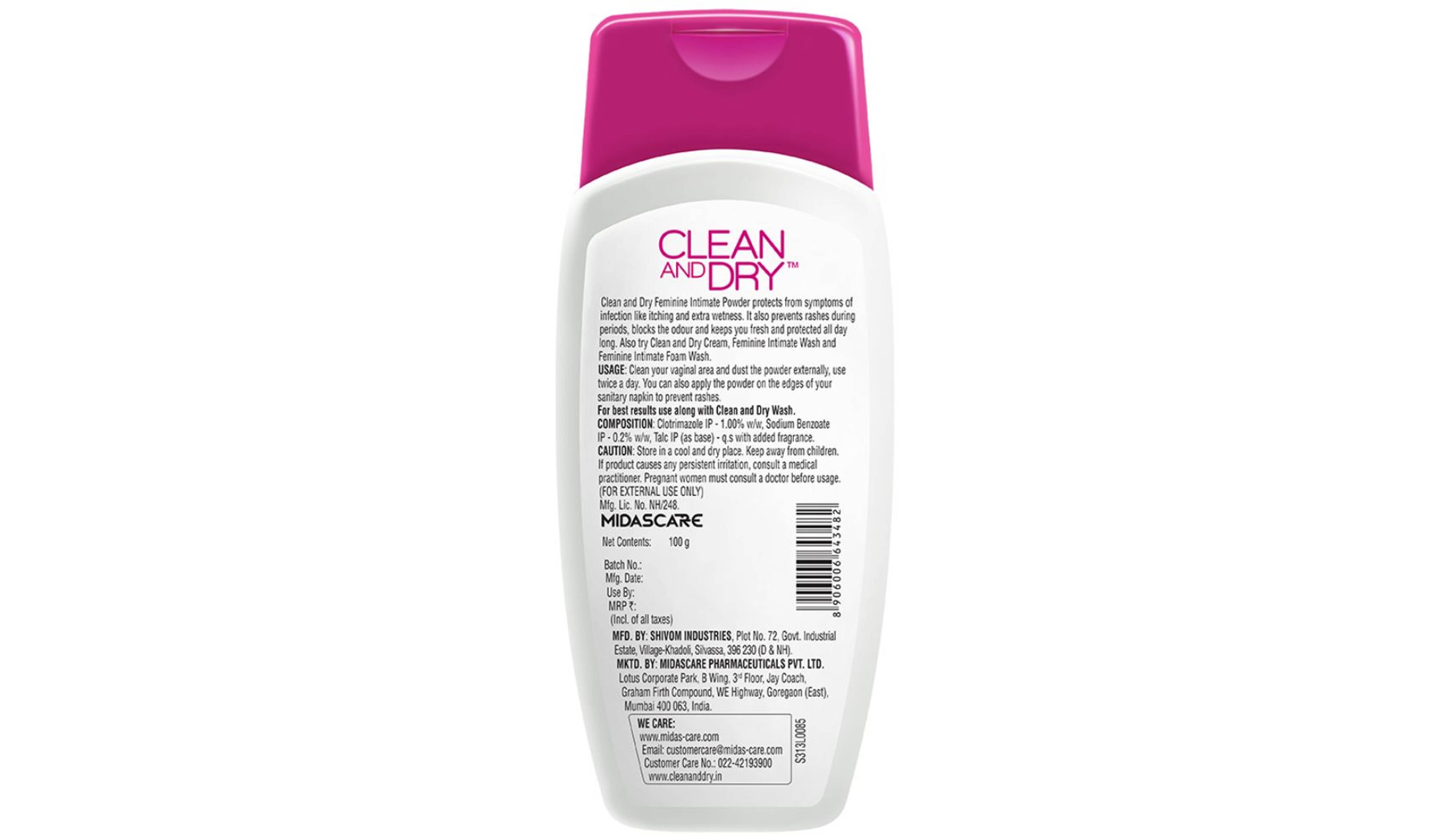 CLEAN AND DRY PWDR 100GM- 2, 100GM, 