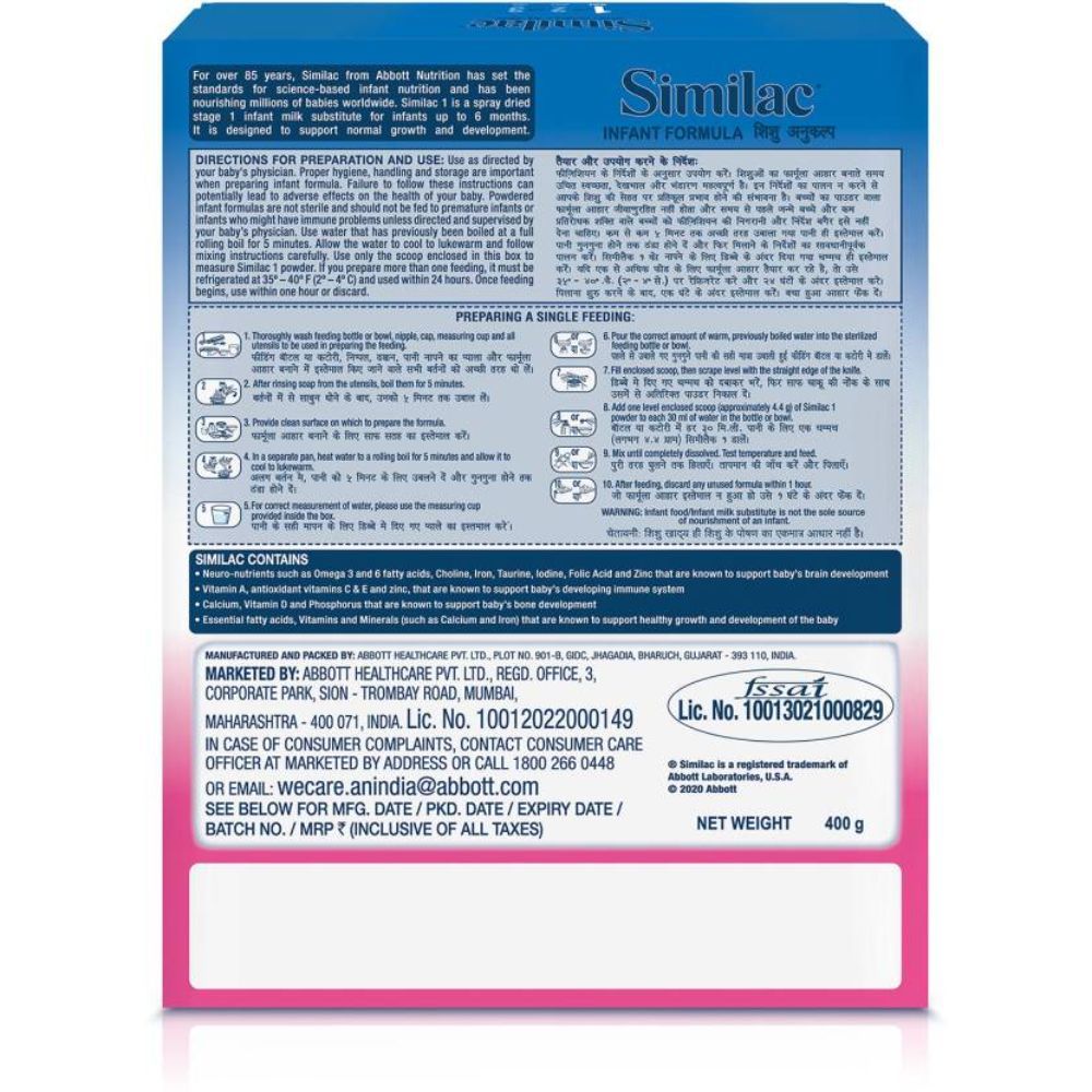 Buy Similac Infant Formula Stage Up to Months 400g Online at