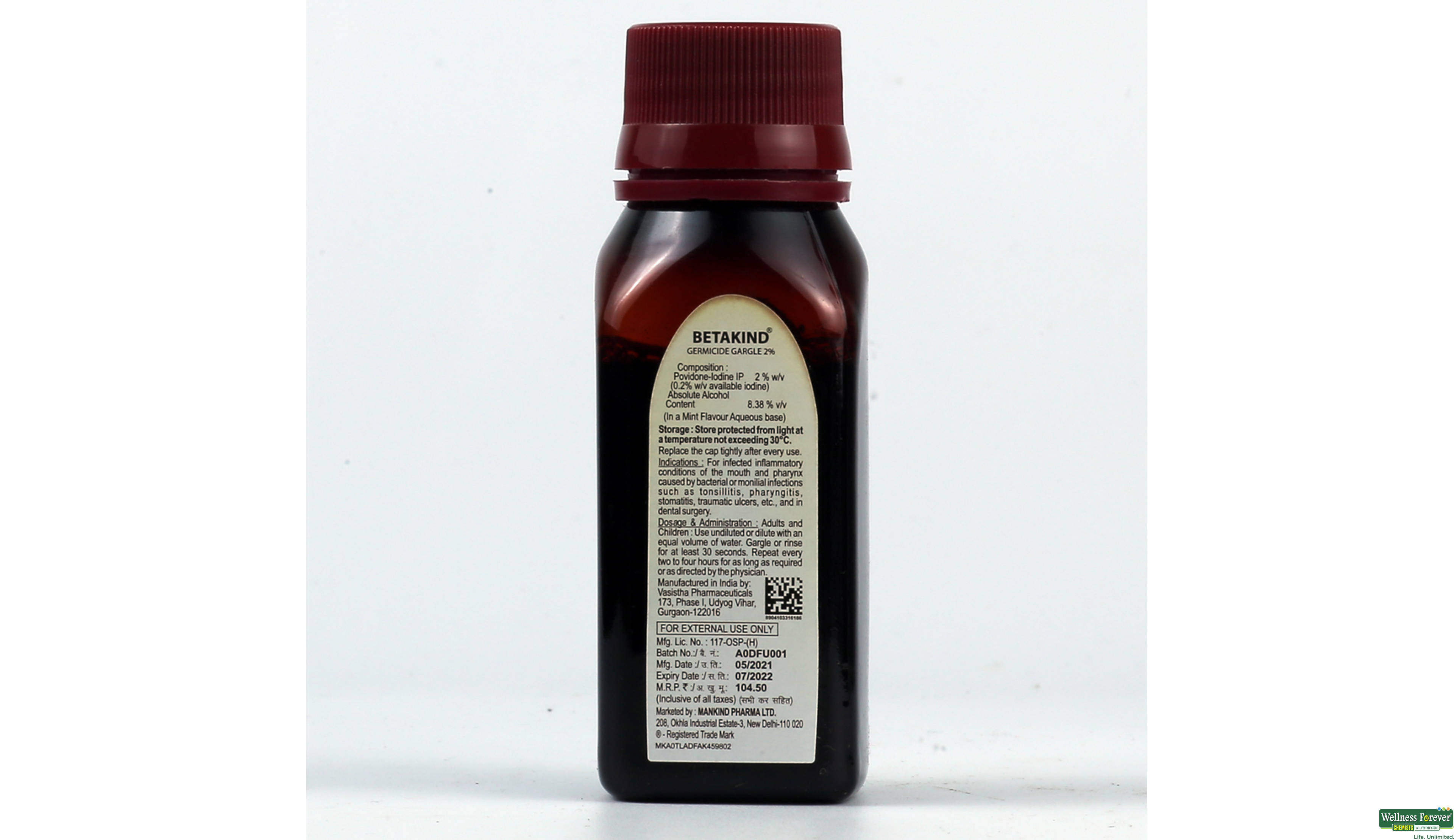 BETAKIND GERMICIDE 2% GARGLE 50ML- 2, 50ML, 