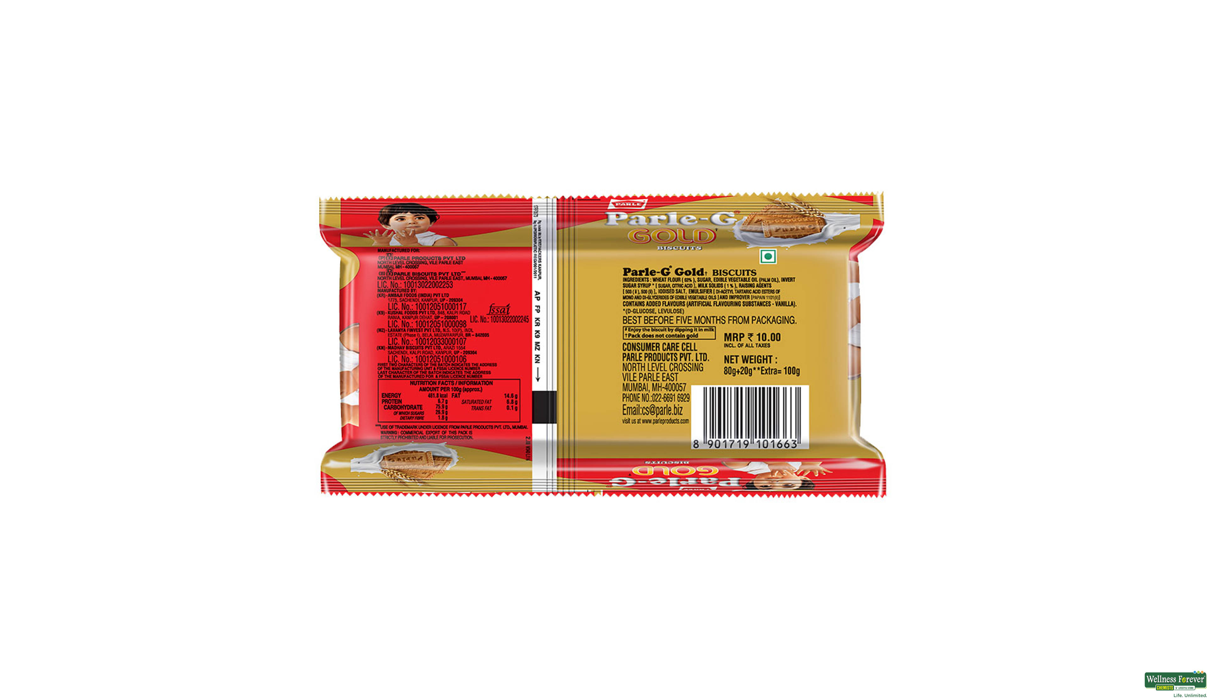 PARLE G BISC GOLD 75GM- 2, 100GM, 